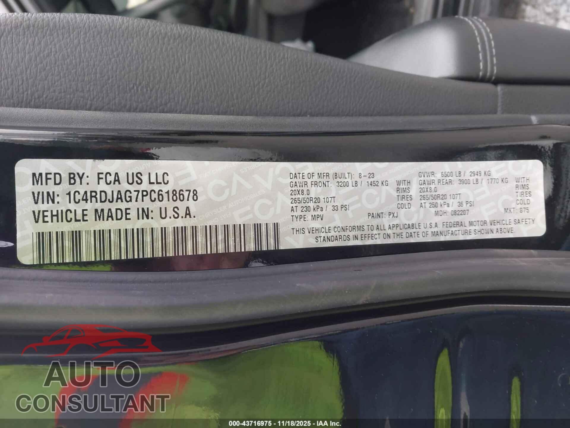 DODGE DURANGO 2023 - 1C4RDJAG7PC618678