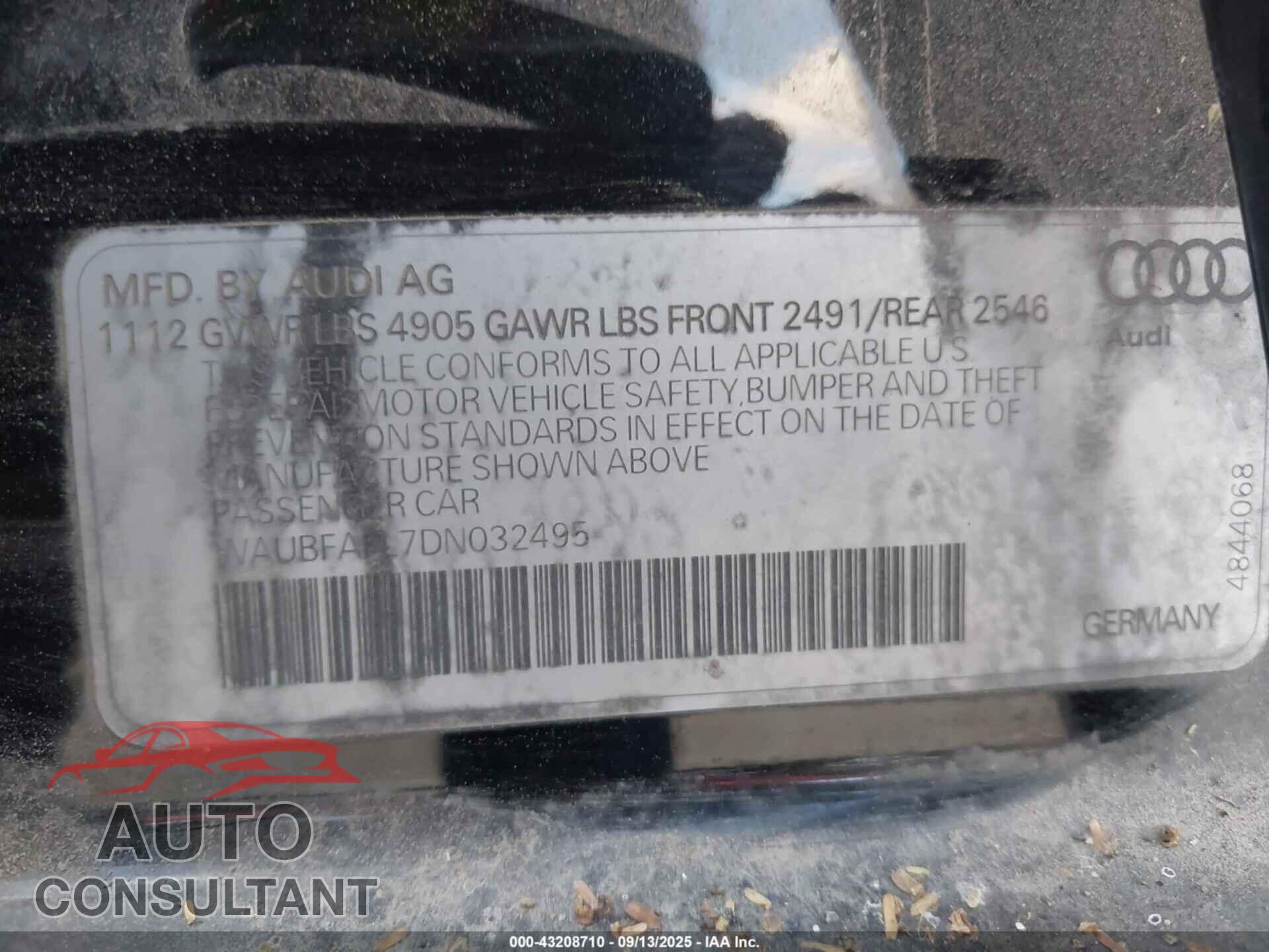 AUDI A4 2013 - WAUBFAFL7DN032495