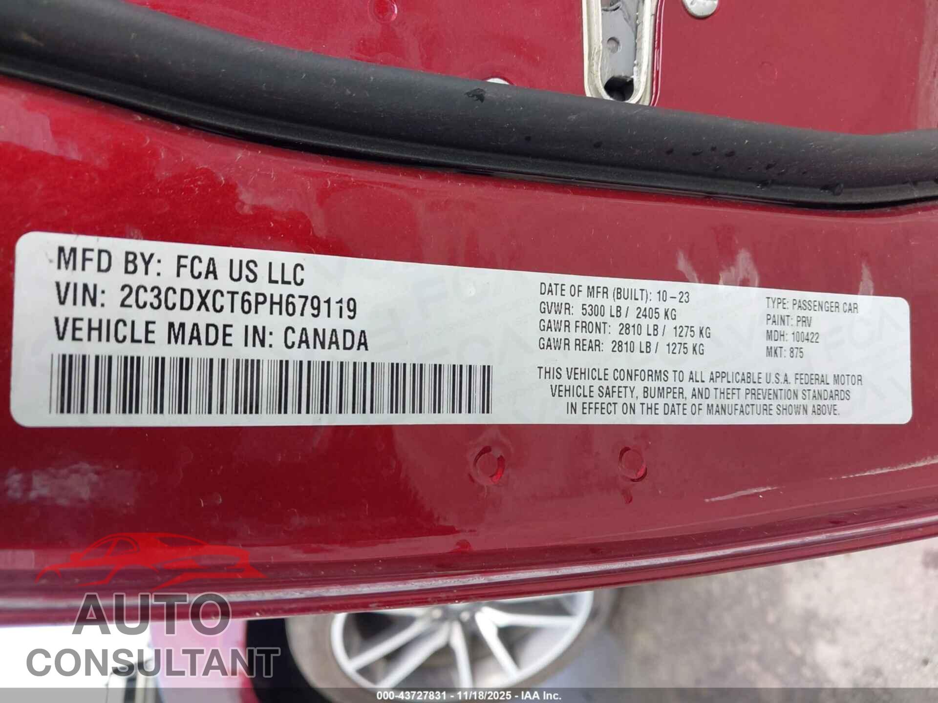 DODGE CHARGER 2023 - 2C3CDXCT6PH679119