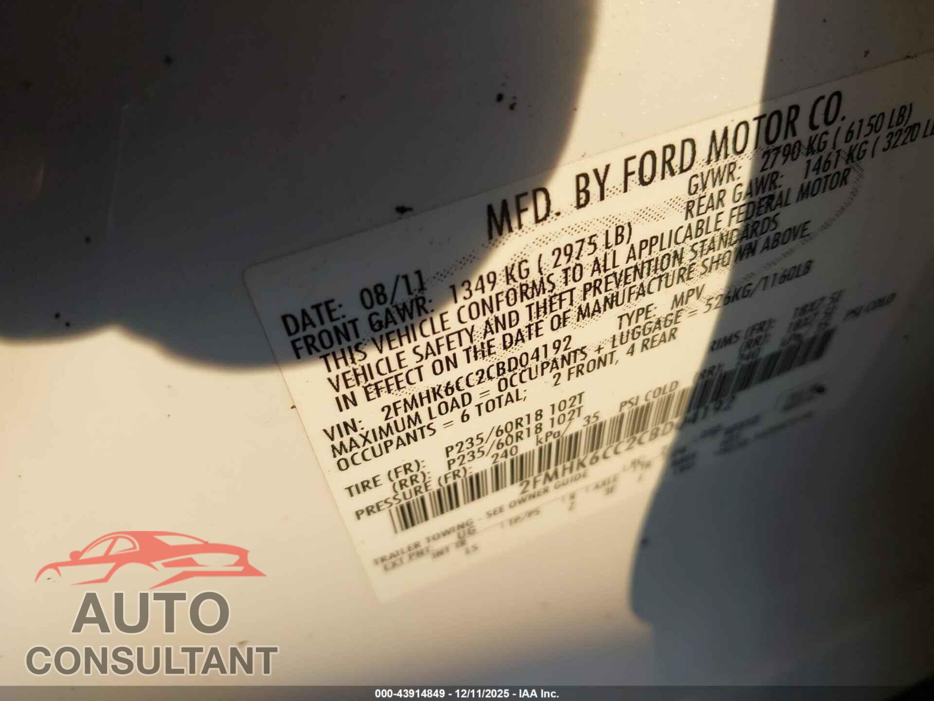 FORD FLEX 2012 - 2FMHK6CC2CBD04192