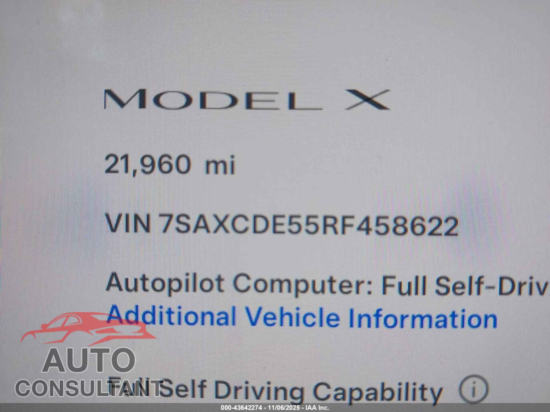 TESLA MODEL X 2024 - 7SAXCDE55RF458622
