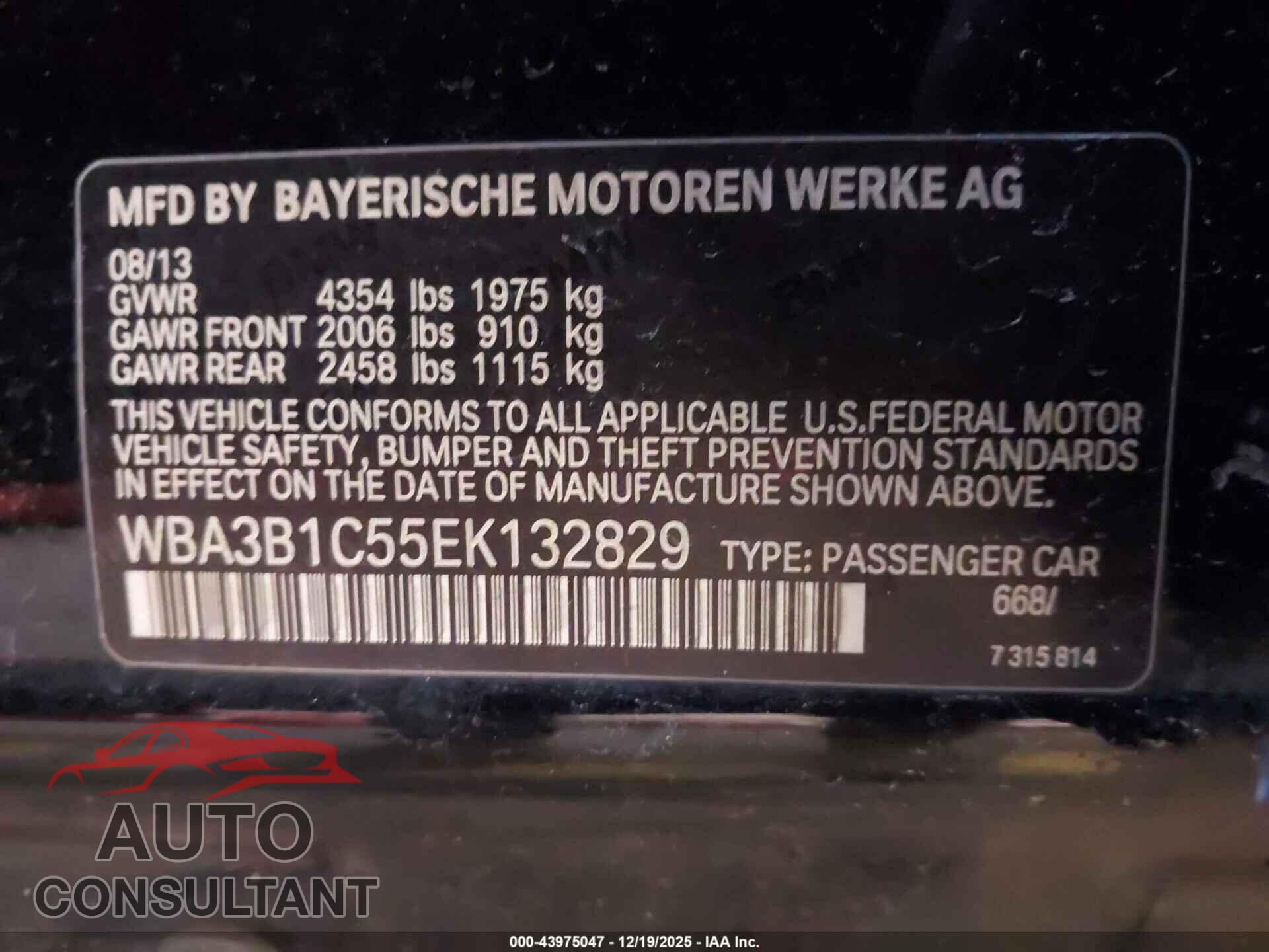 BMW 320I 2014 - WBA3B1C55EK132829