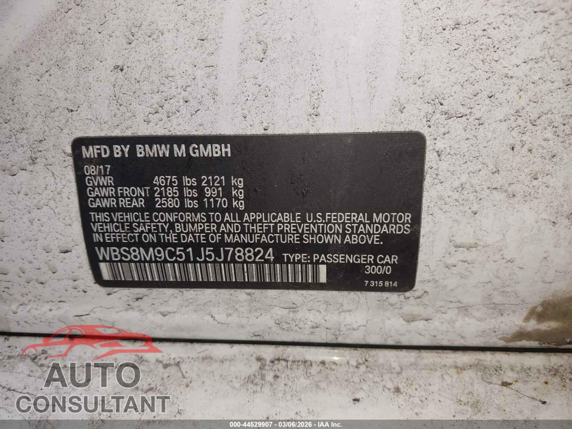BMW M3 2018 - WBS8M9C51J5J78824