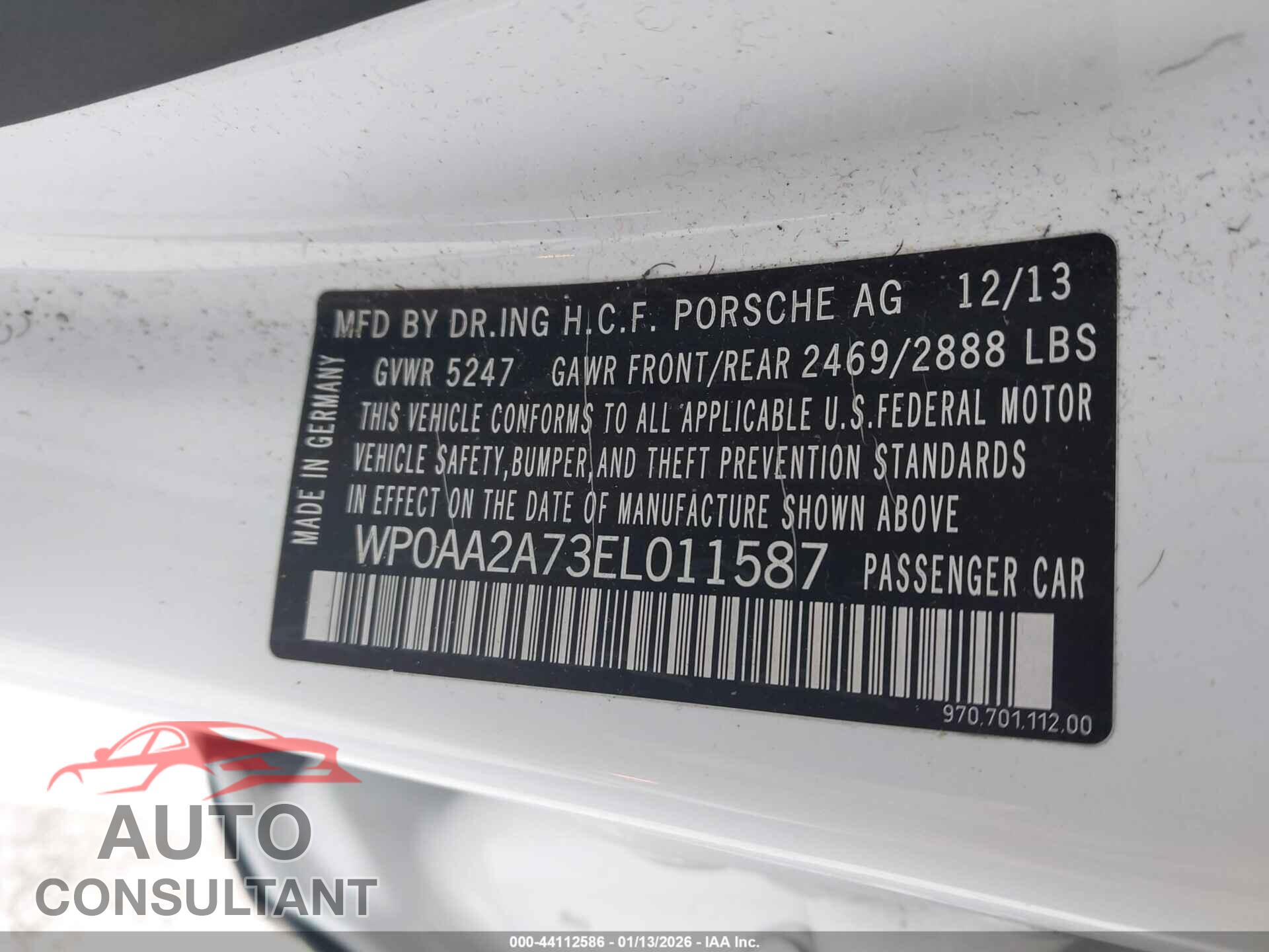 PORSCHE PANAMERA 2014 - WP0AA2A73EL011587