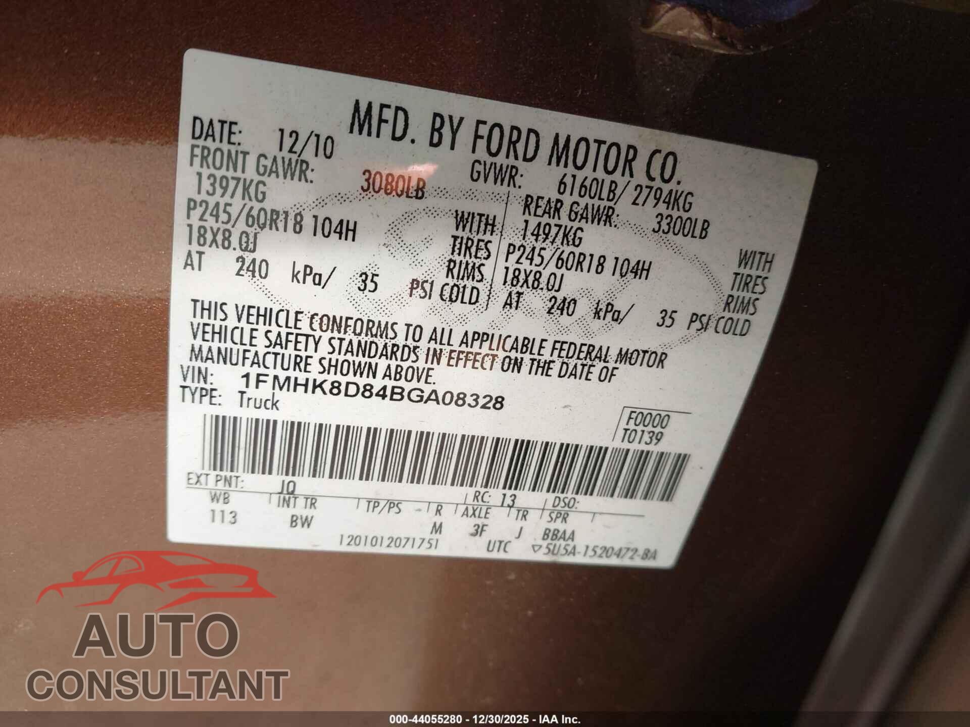 FORD EXPLORER 2011 - 1FMHK8D84BGA08328