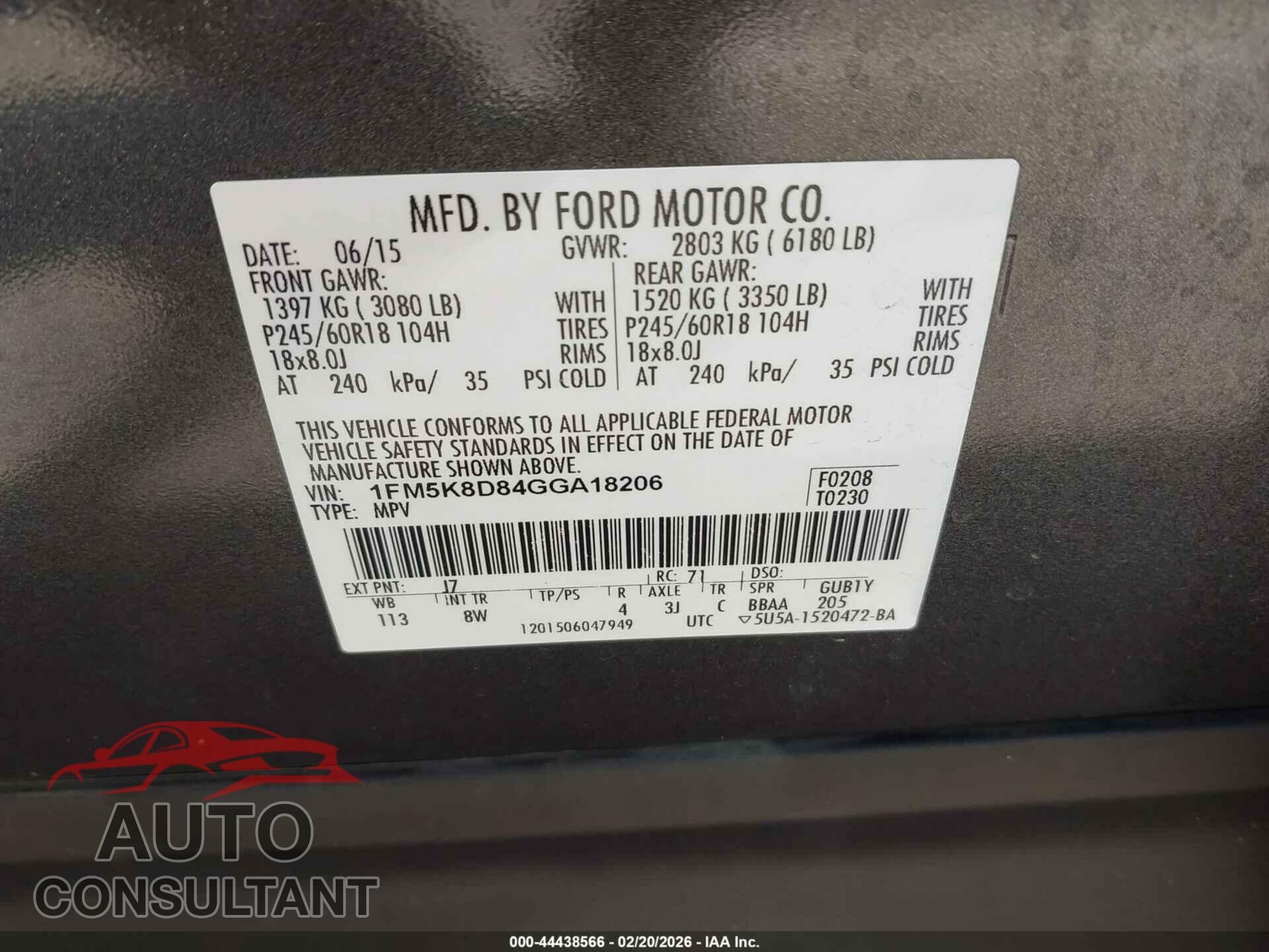 FORD EXPLORER 2016 - 1FM5K8D84GGA18206
