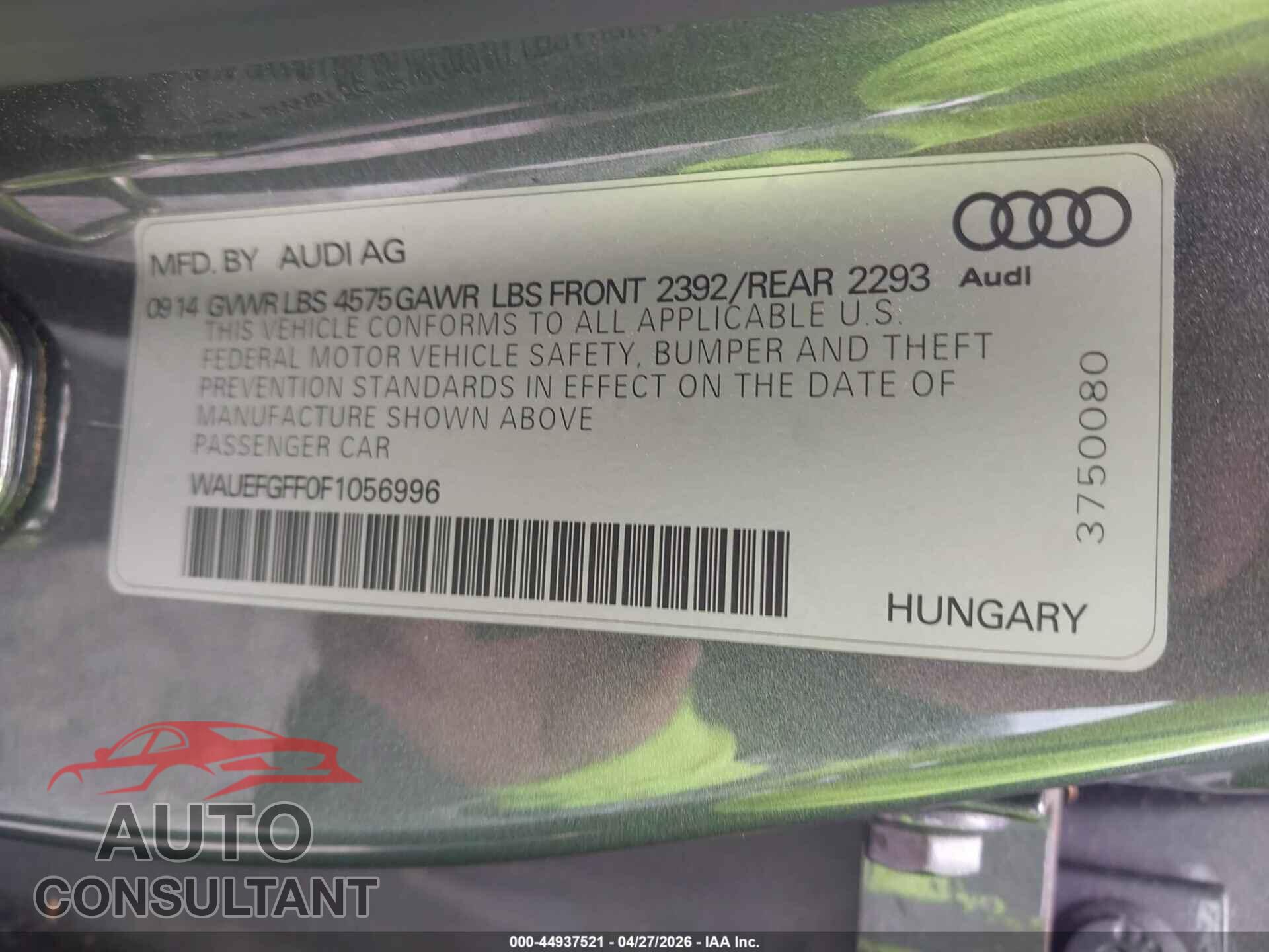 AUDI A3 2015 - WAUEFGFF0F1056996