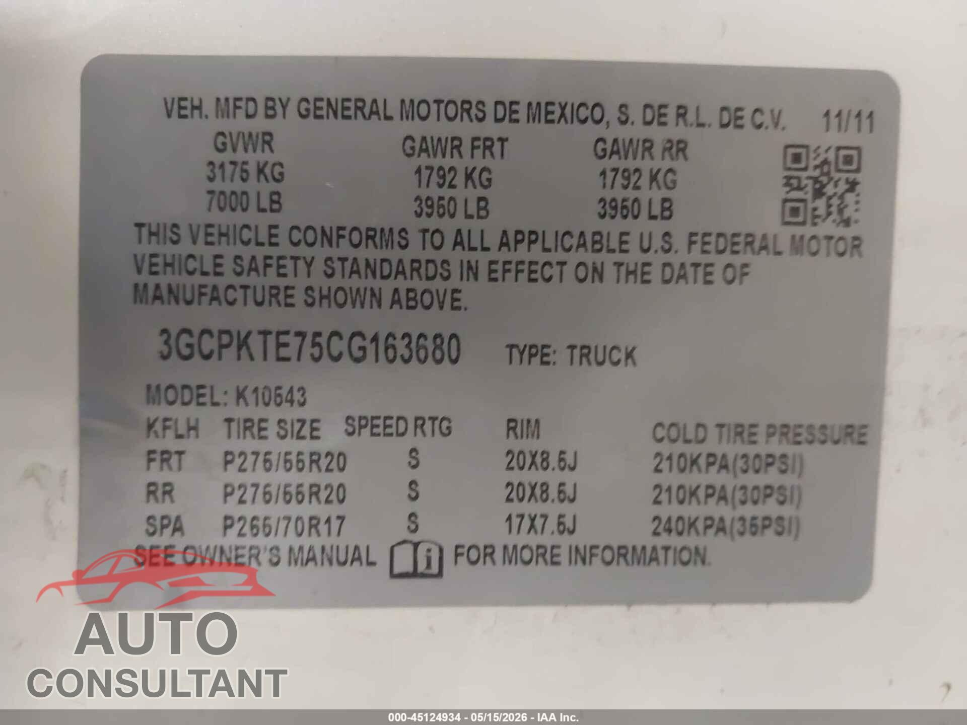 CHEVROLET SILVERADO 1500 2012 - 3GCPKTE75CG163680