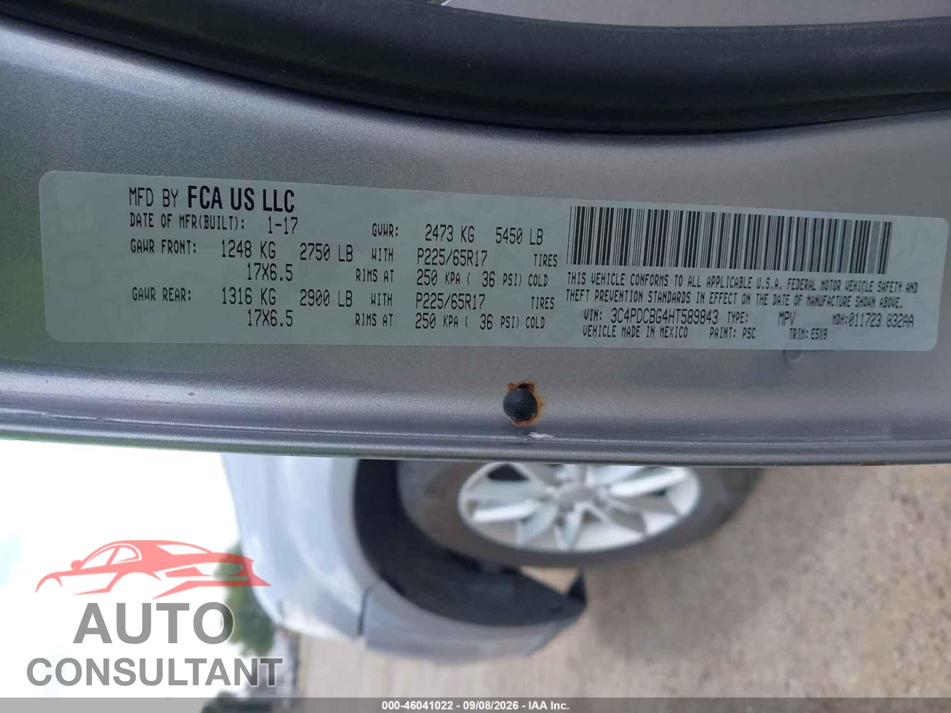 DODGE JOURNEY 2017 - 3C4PDCBG4HT589843