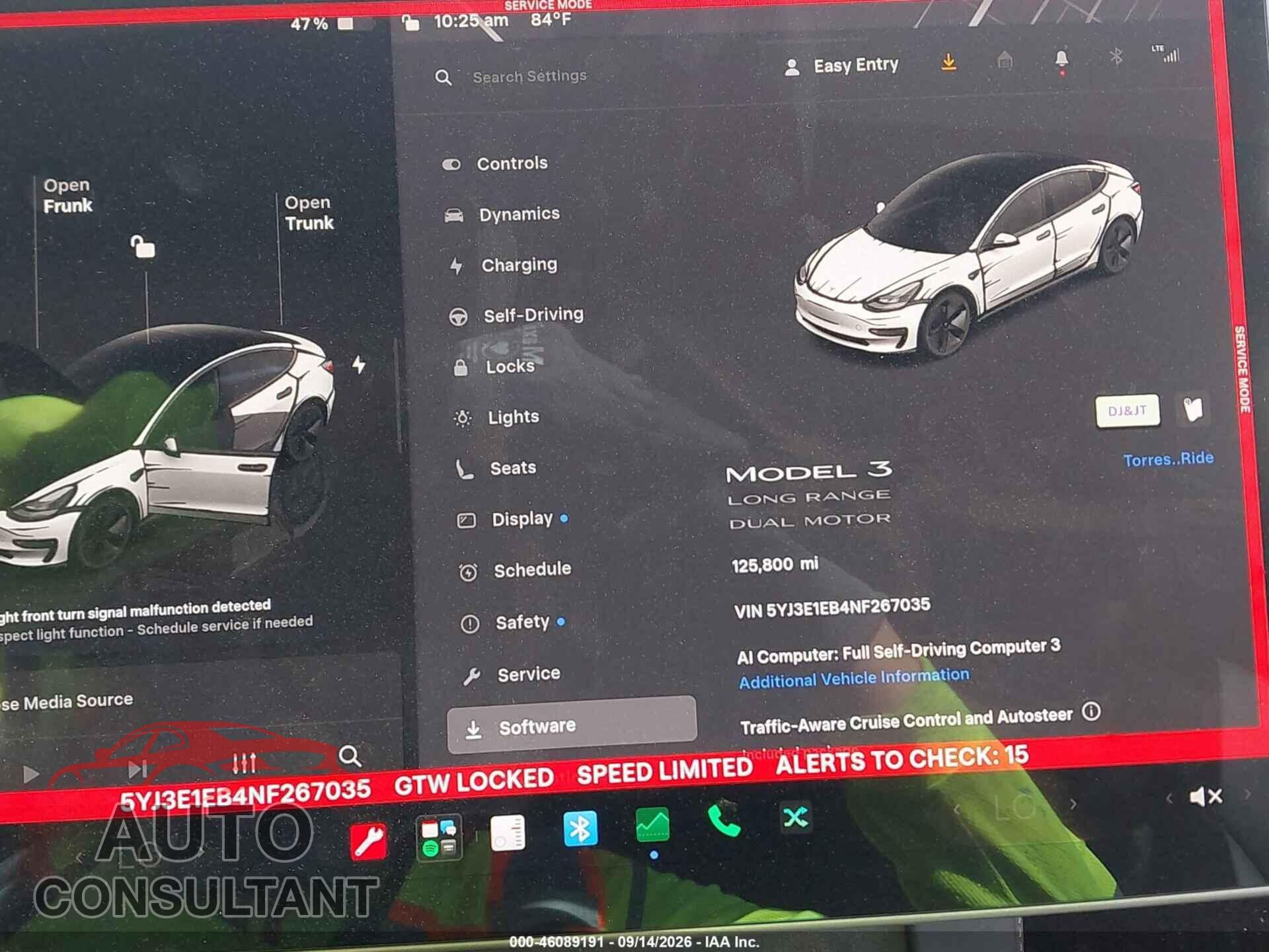 TESLA MODEL 3 2022 - 5YJ3E1EB4NF267035