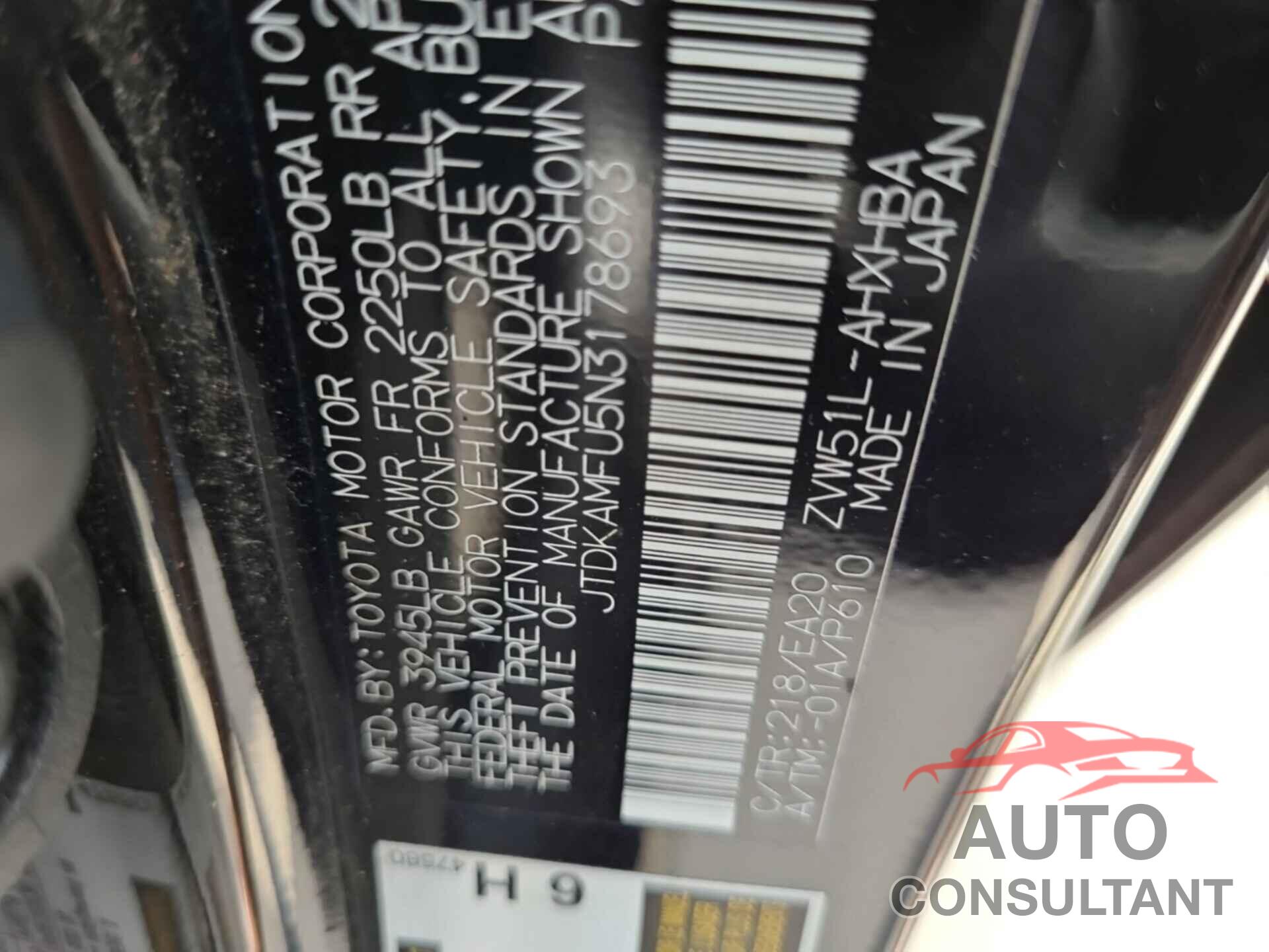 TOYOTA PRIUS 2022 - JTDKAMFU5N3178693
