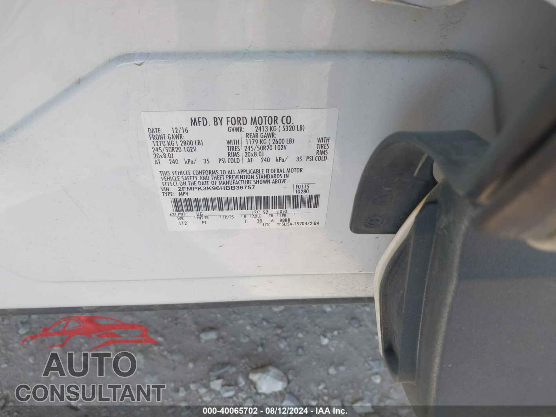 FORD EDGE 2017 - 2FMPK3K96HBB36757