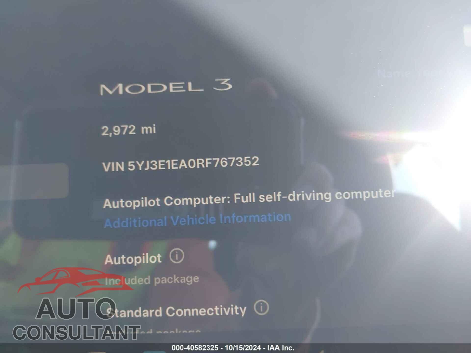 TESLA MODEL 3 2024 - 5YJ3E1EA0RF767352