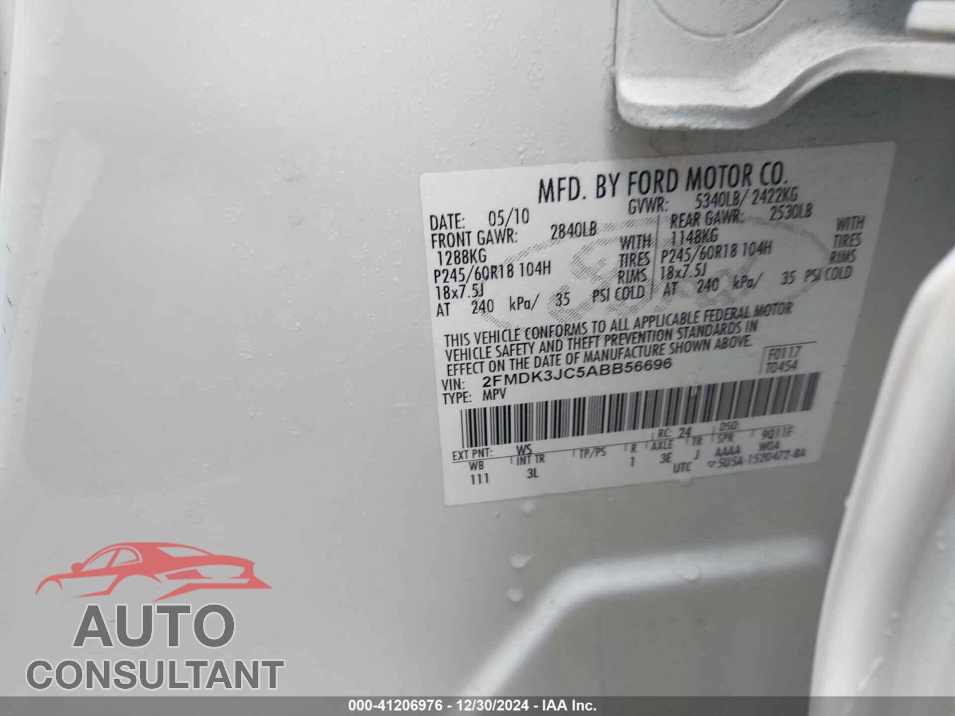FORD EDGE 2010 - 2FMDK3JC5ABB56696