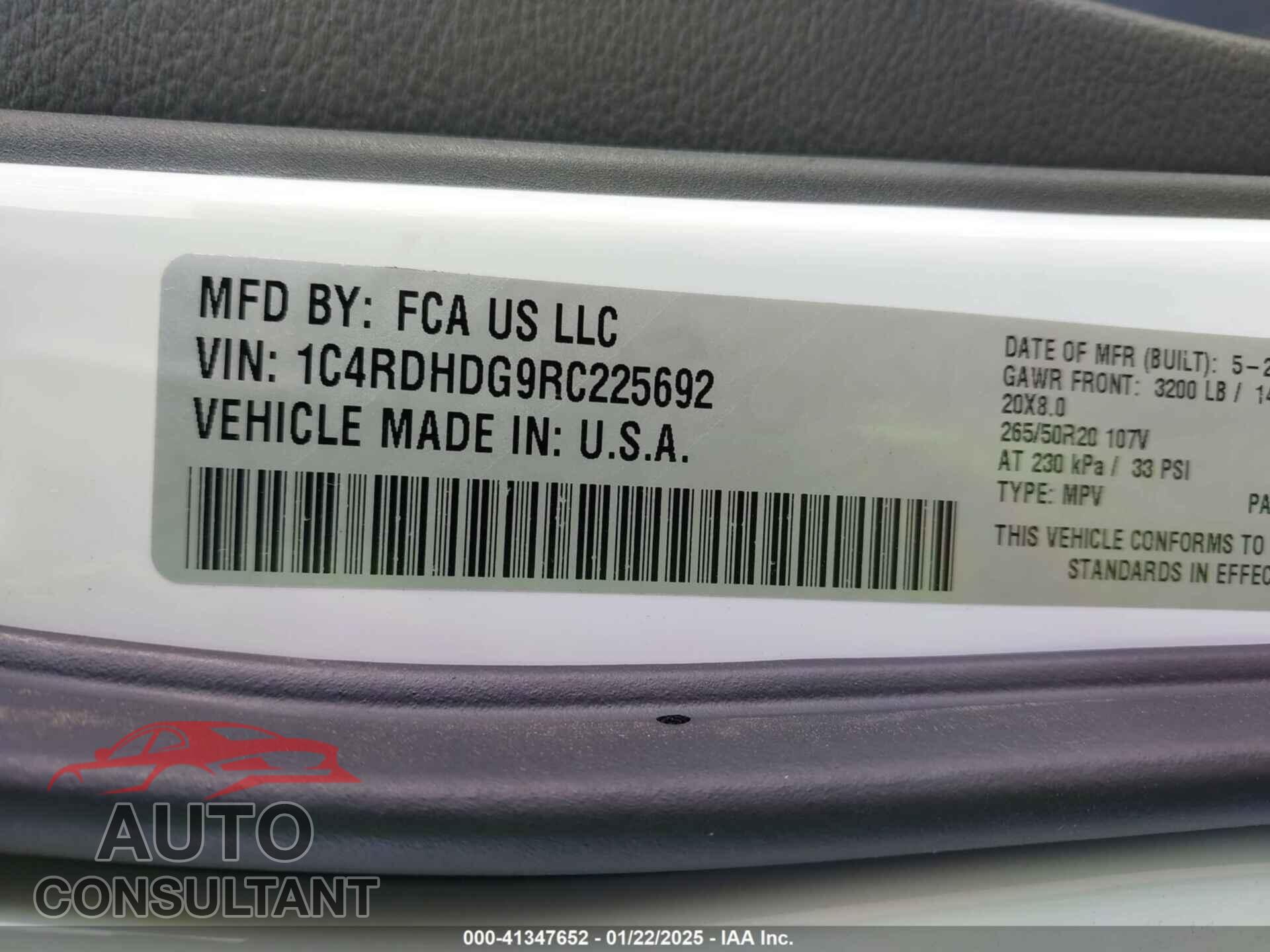 DODGE DURANGO 2021 - 1C4RDHDG2MC554842