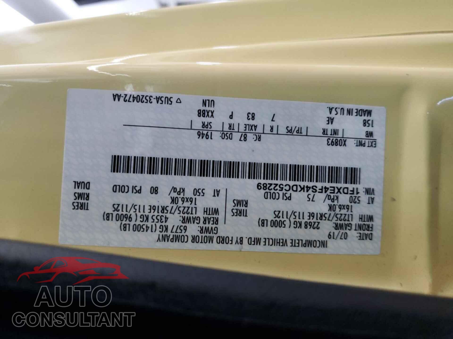 FORD ECONOLINE 2019 - 1FDXE4FS4KDC52289