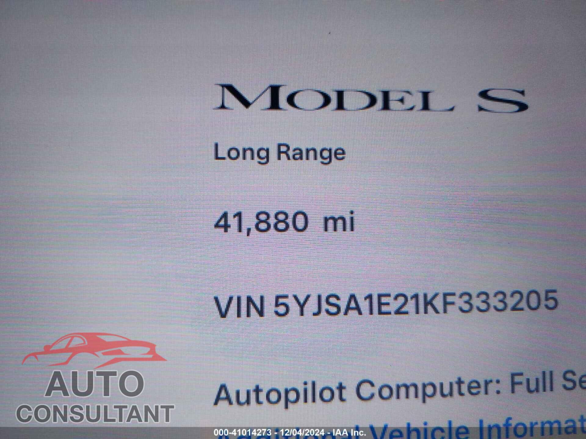 TESLA MODEL S 2019 - 5YJSA1E21KF333205