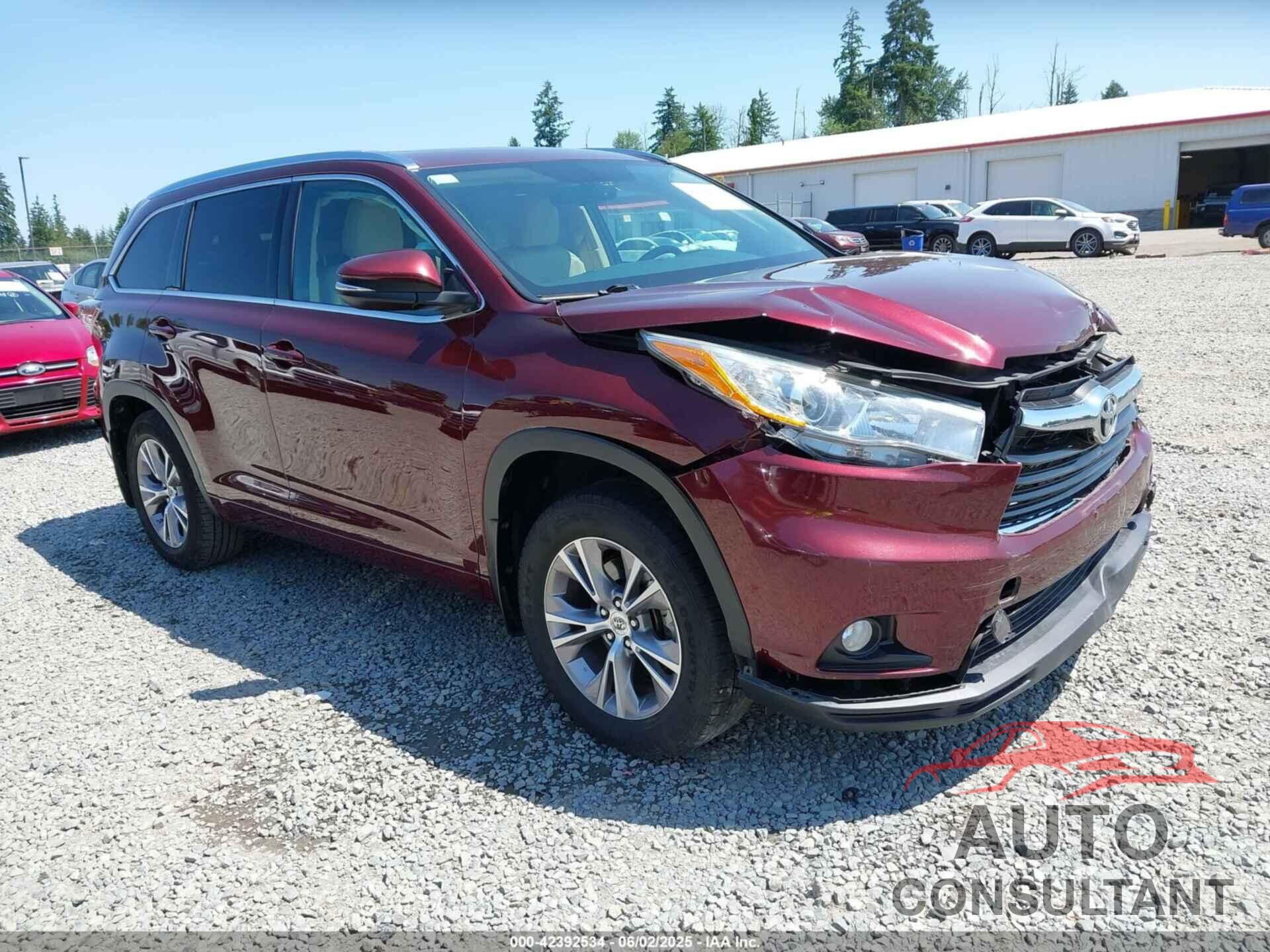 TOYOTA HIGHLANDER 2015 - 5TDJKRFHXFS187477