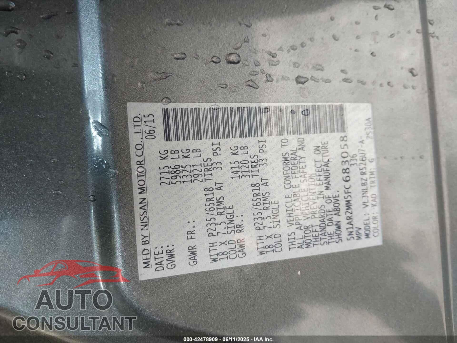 NISSAN PATHFINDER 2015 - 5N1AR2MM5FC683058