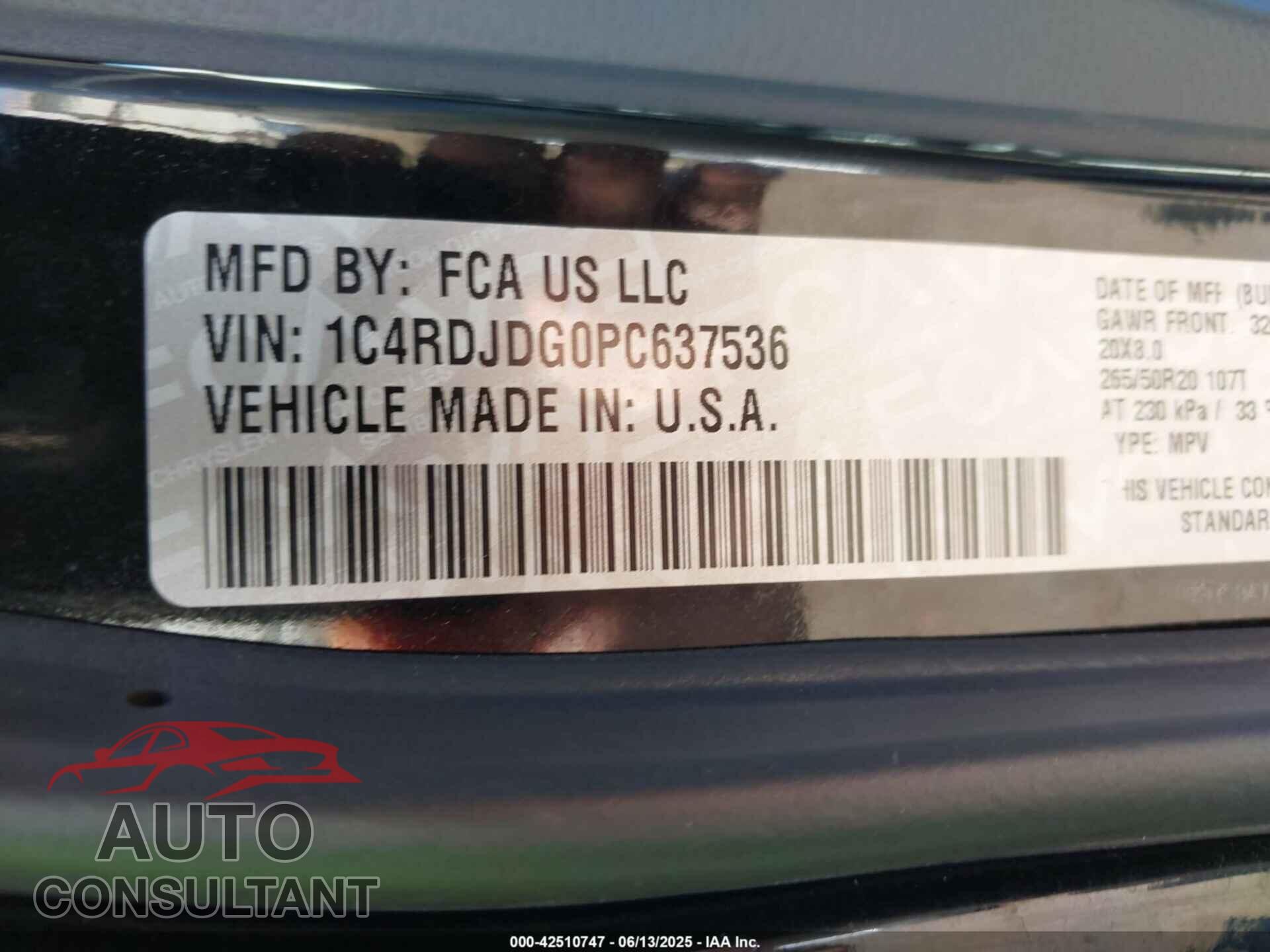 DODGE DURANGO 2023 - 1C4RDJDG0PC637536