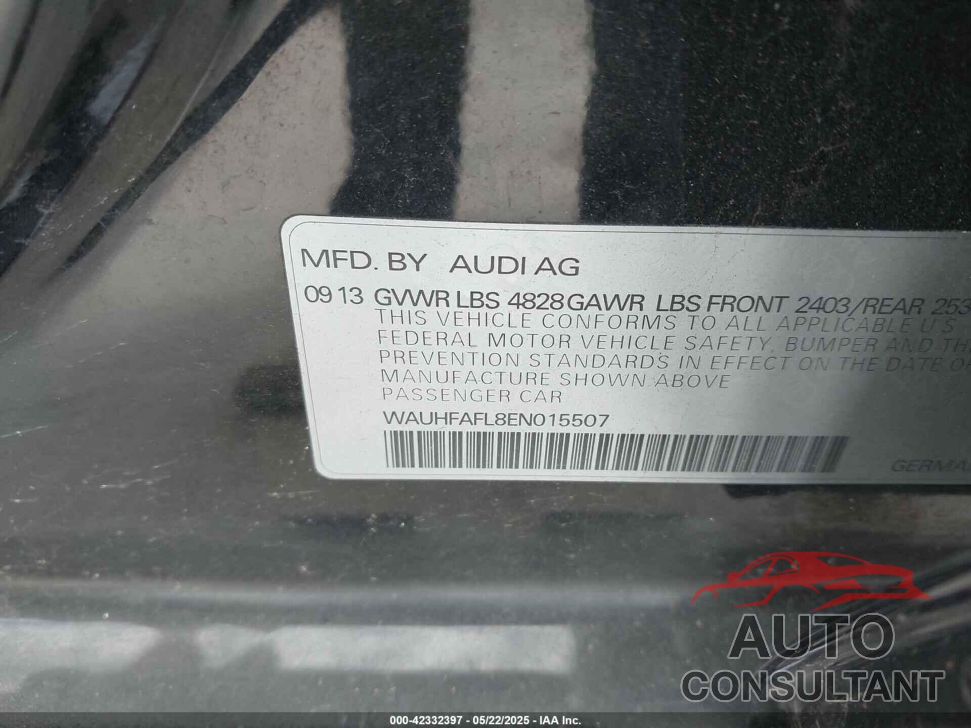 AUDI A4 2014 - WAUHFAFL8EN015507