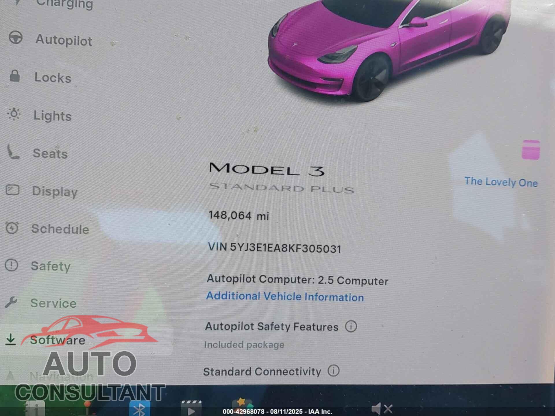 TESLA MODEL 3 2019 - 5YJ3E1EA8KF305031
