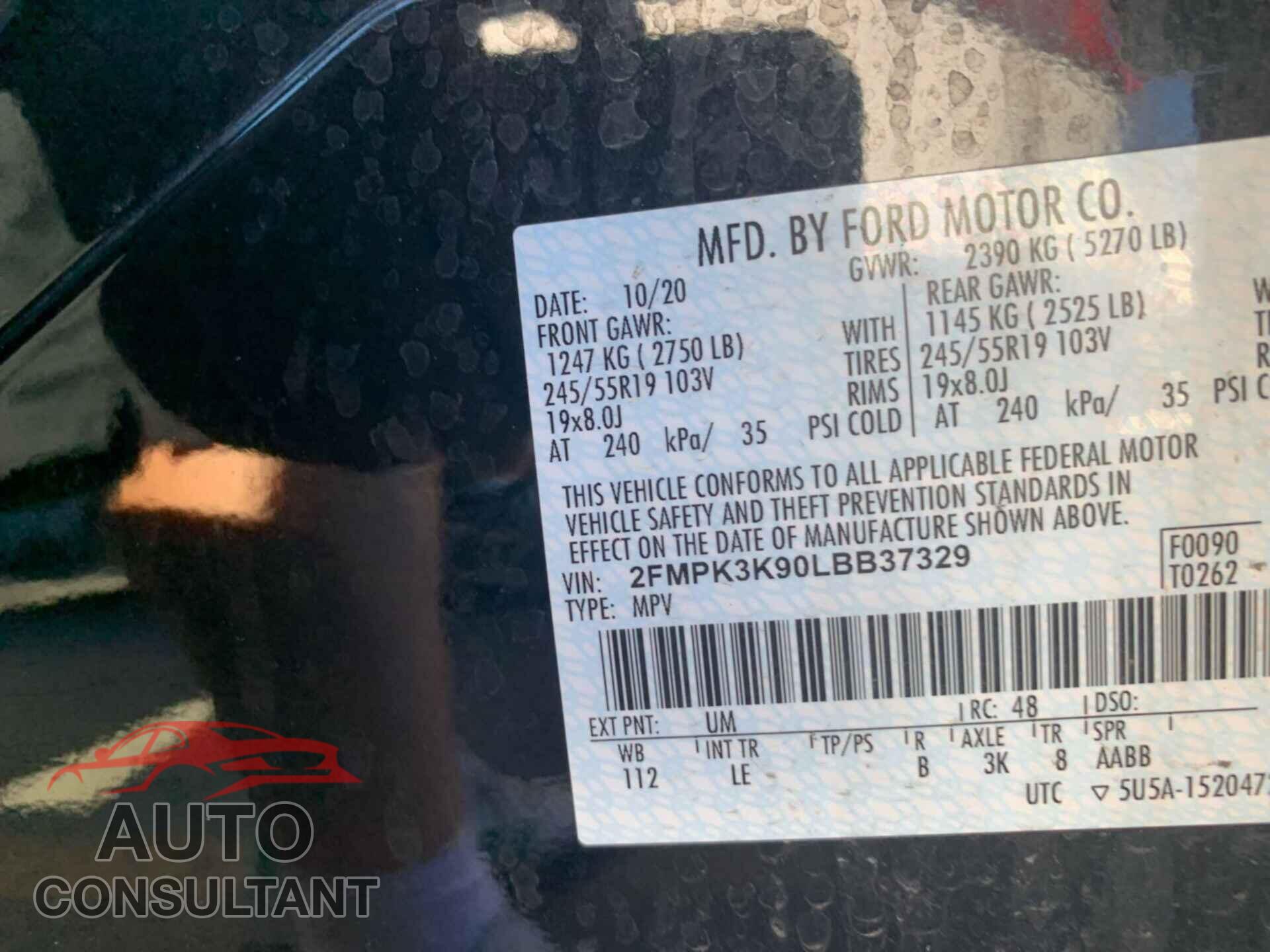 FORD EDGE 2020 - 2FMPK3K90LBB37329