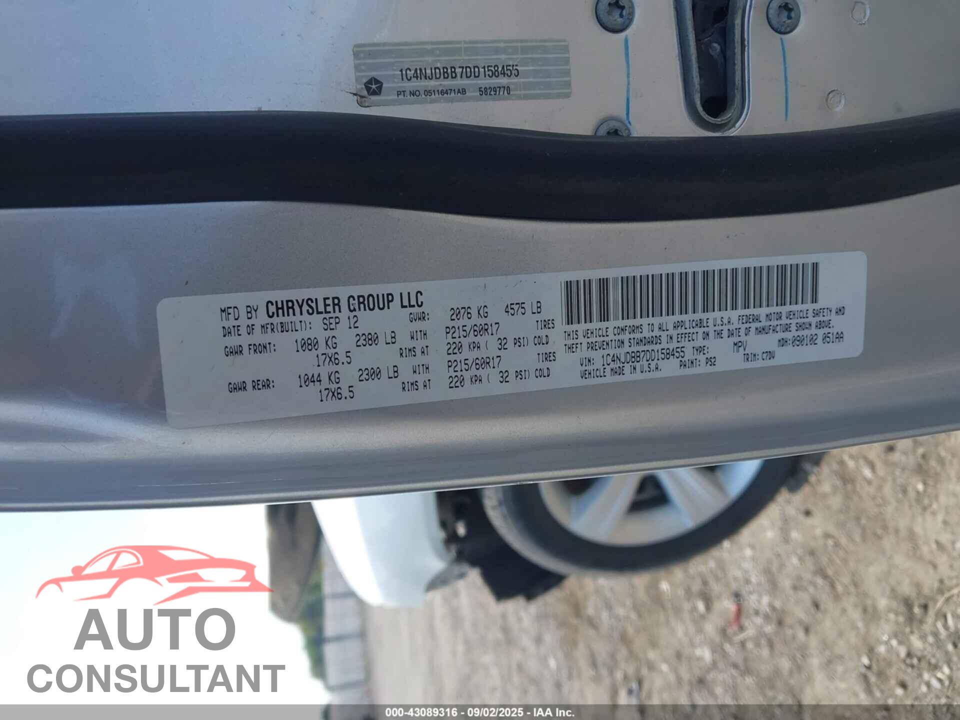 JEEP COMPASS 2013 - 1C4NJDBB7DD158455