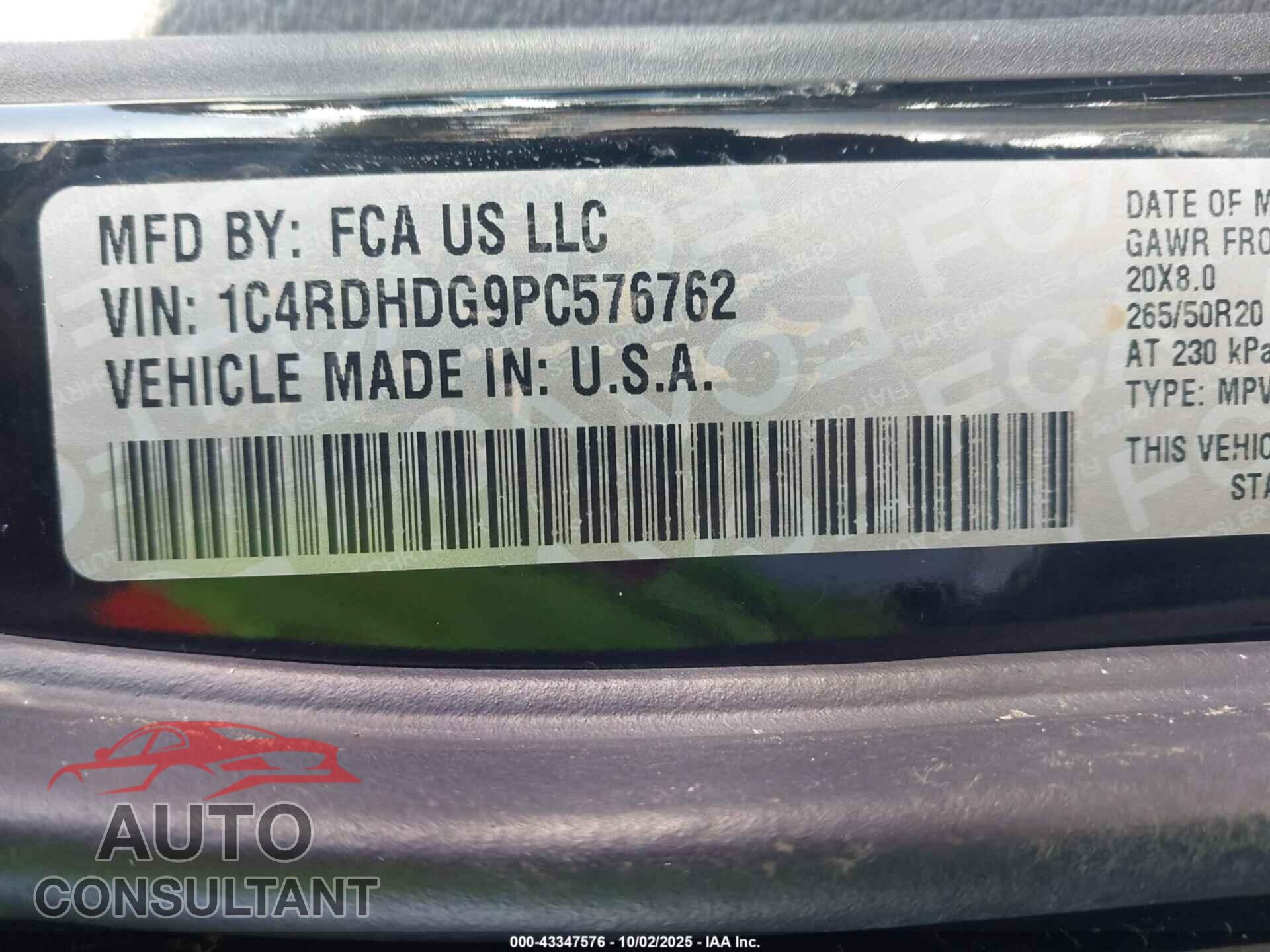 DODGE DURANGO 2023 - 1C4RDHDG9PC576762