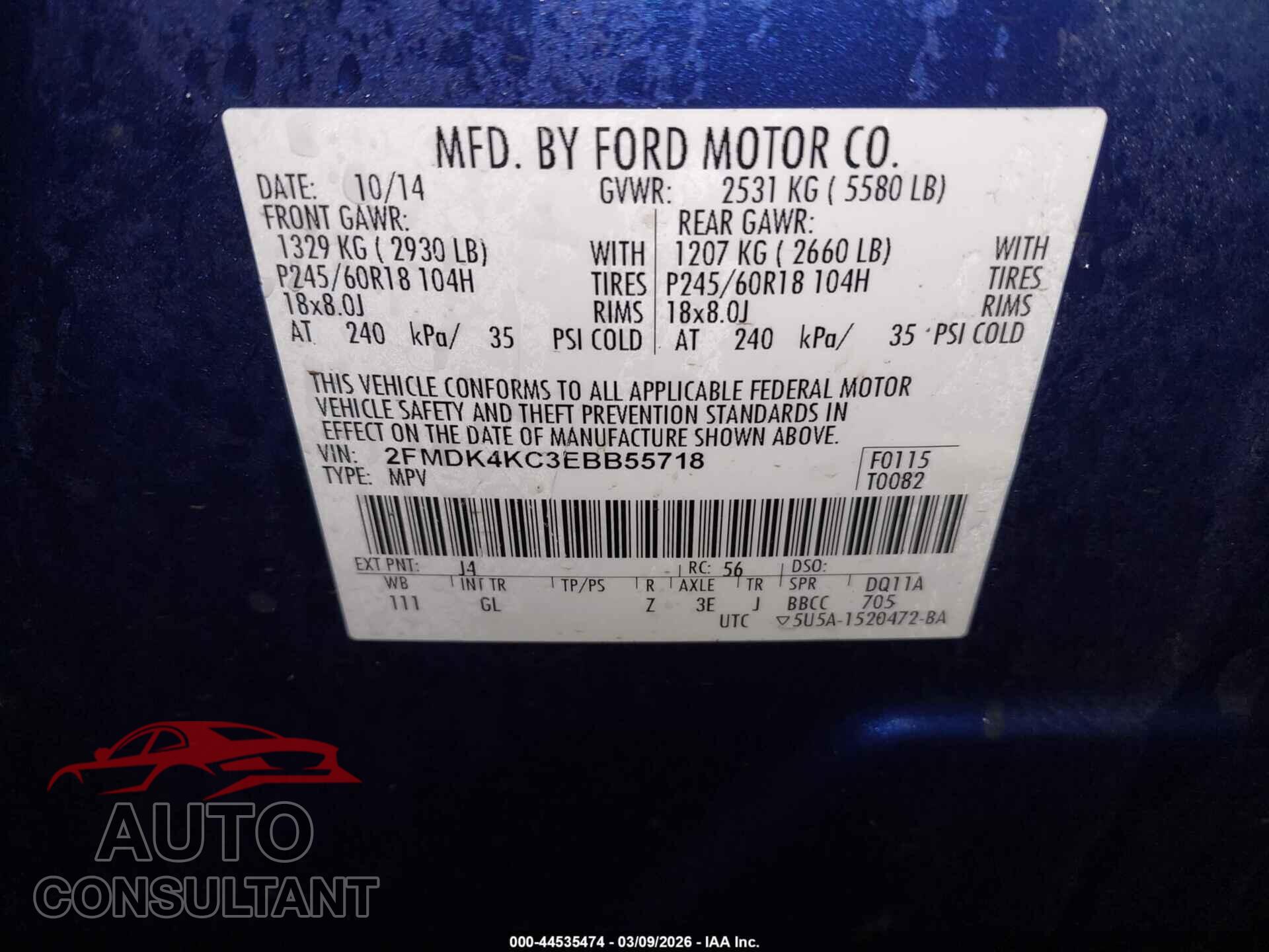 FORD EDGE 2014 - 2FMDK4KC3EBB55718