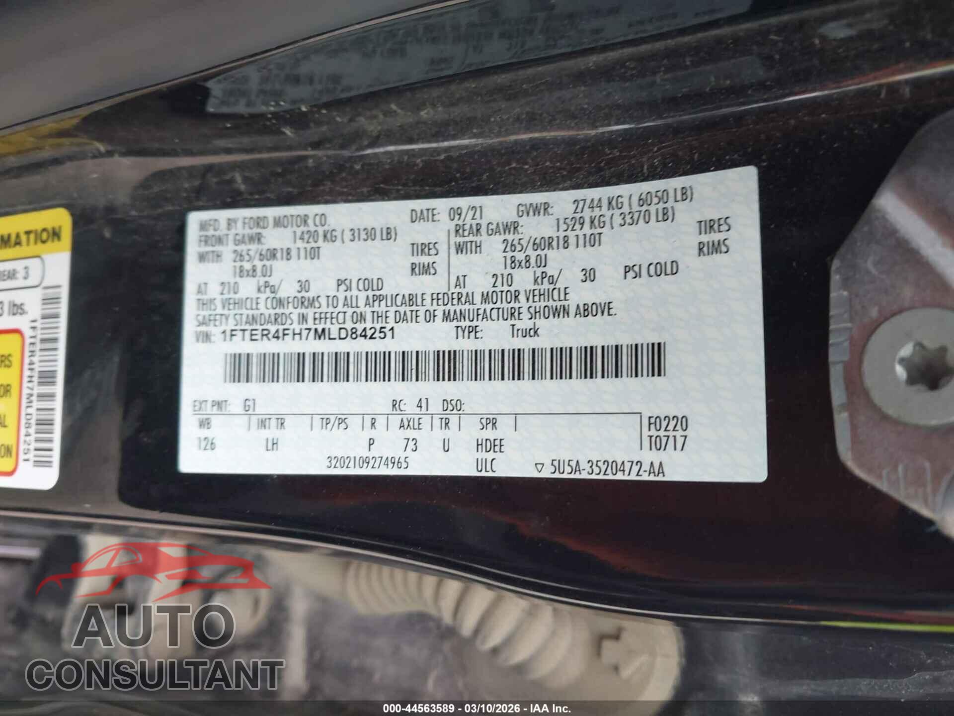 FORD RANGER 2021 - 1FTER4FH7MLD84251