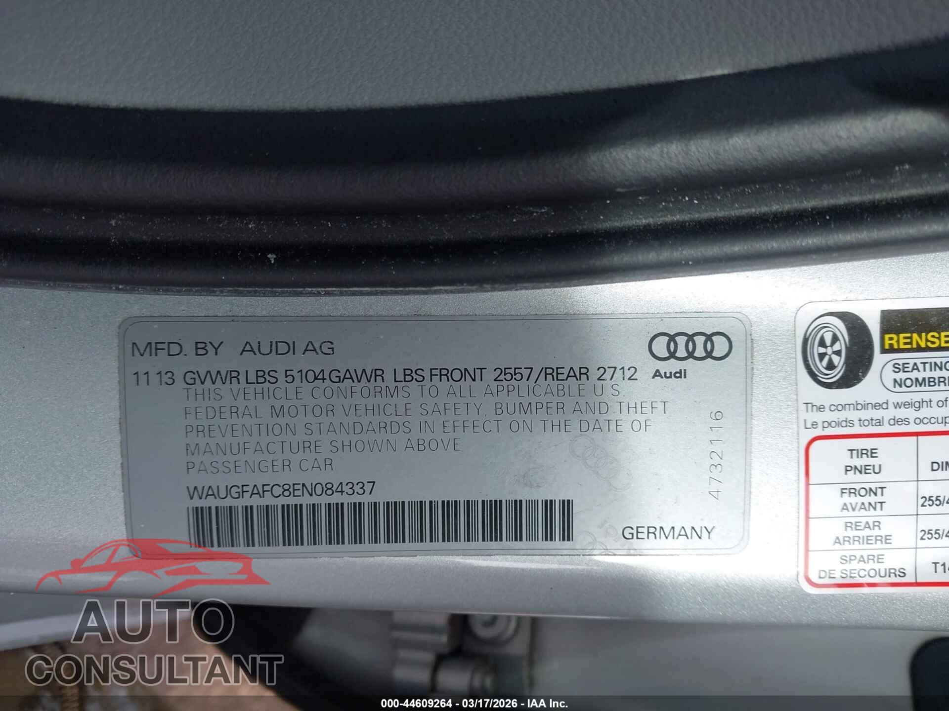 AUDI A6 2014 - WAUGFAFC8EN084337