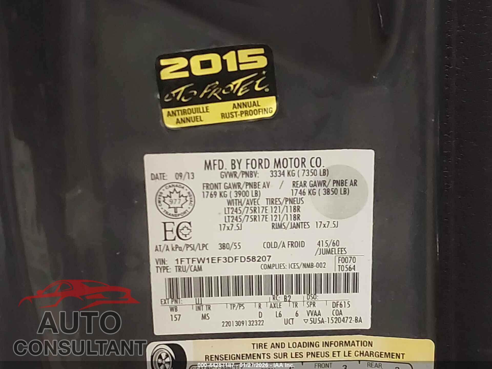 FORD F-150 2013 - 1FTFW1EF3DFD58207