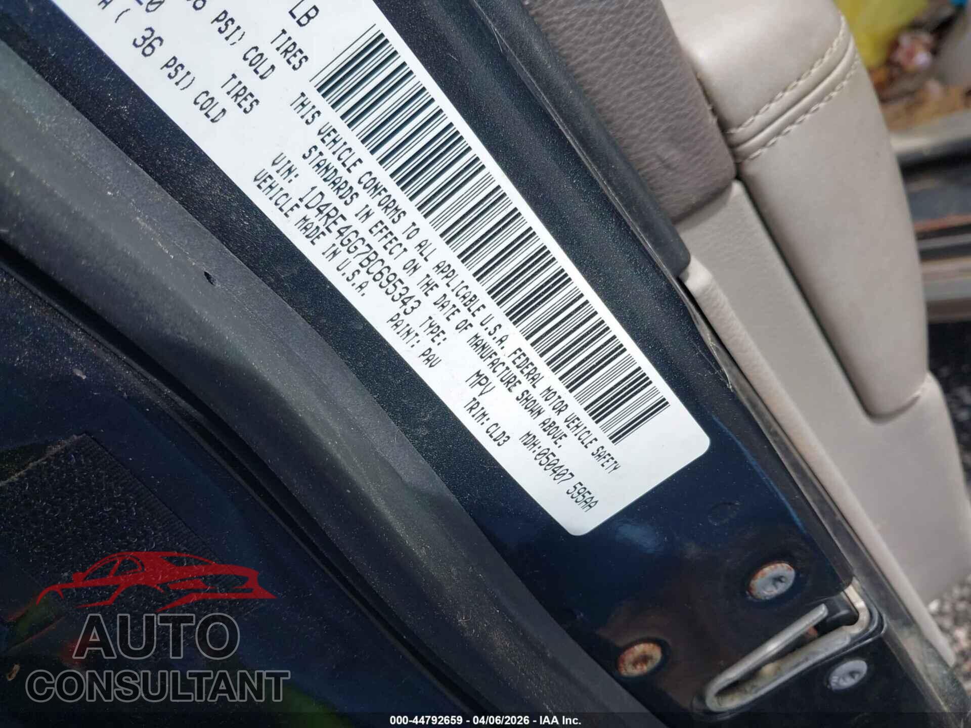 DODGE DURANGO 2011 - 1D4RE4GG7BC695343