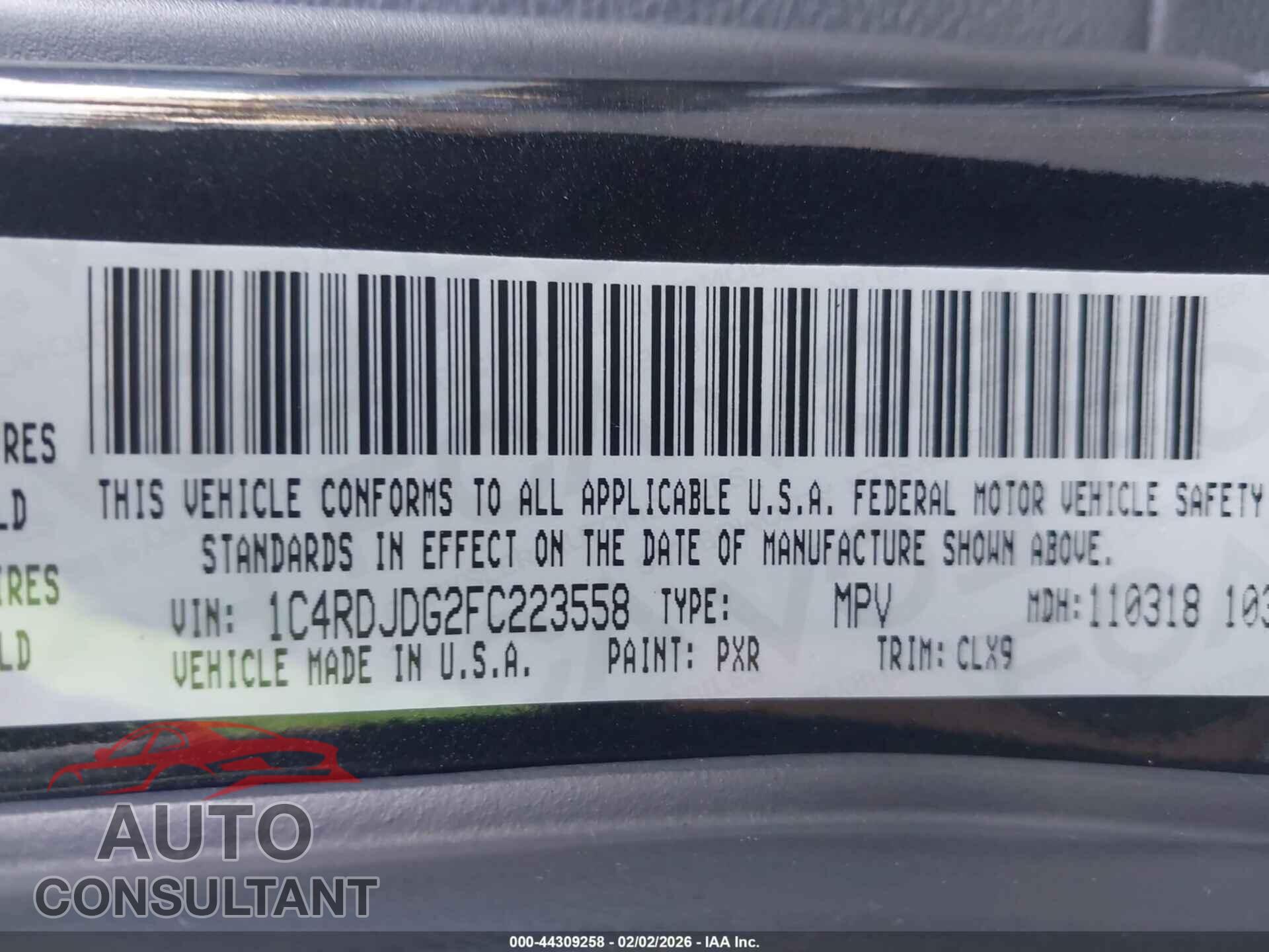 DODGE DURANGO 2015 - 1C4RDJDG2FC223558