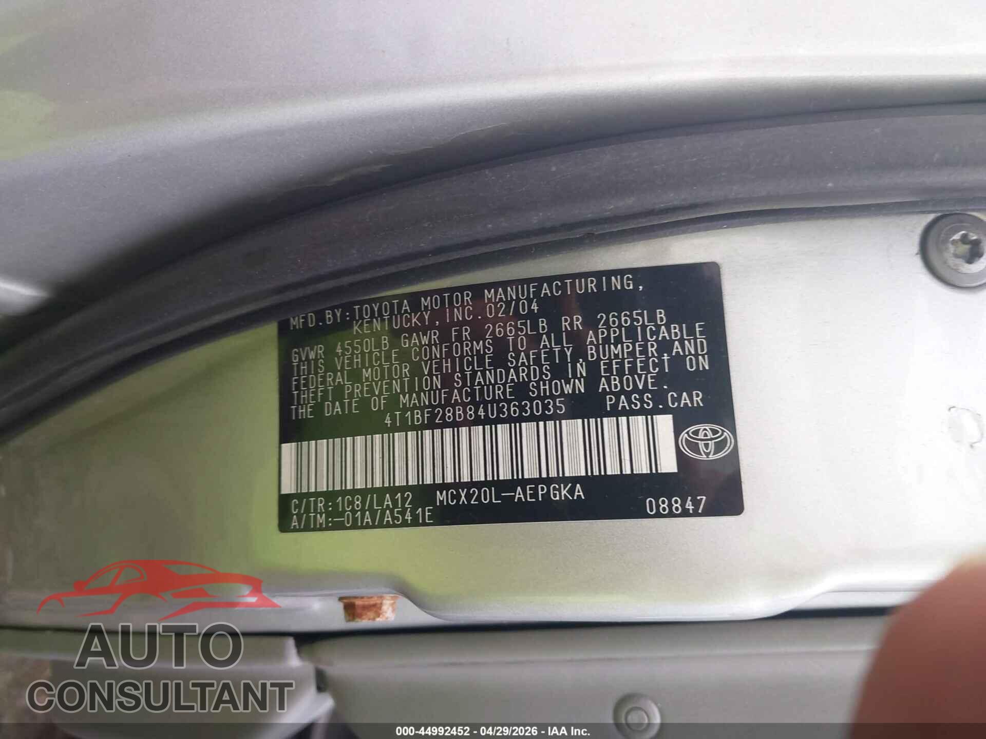 TOYOTA AVALON 2013 - 4T1BK1EB3DU049934
