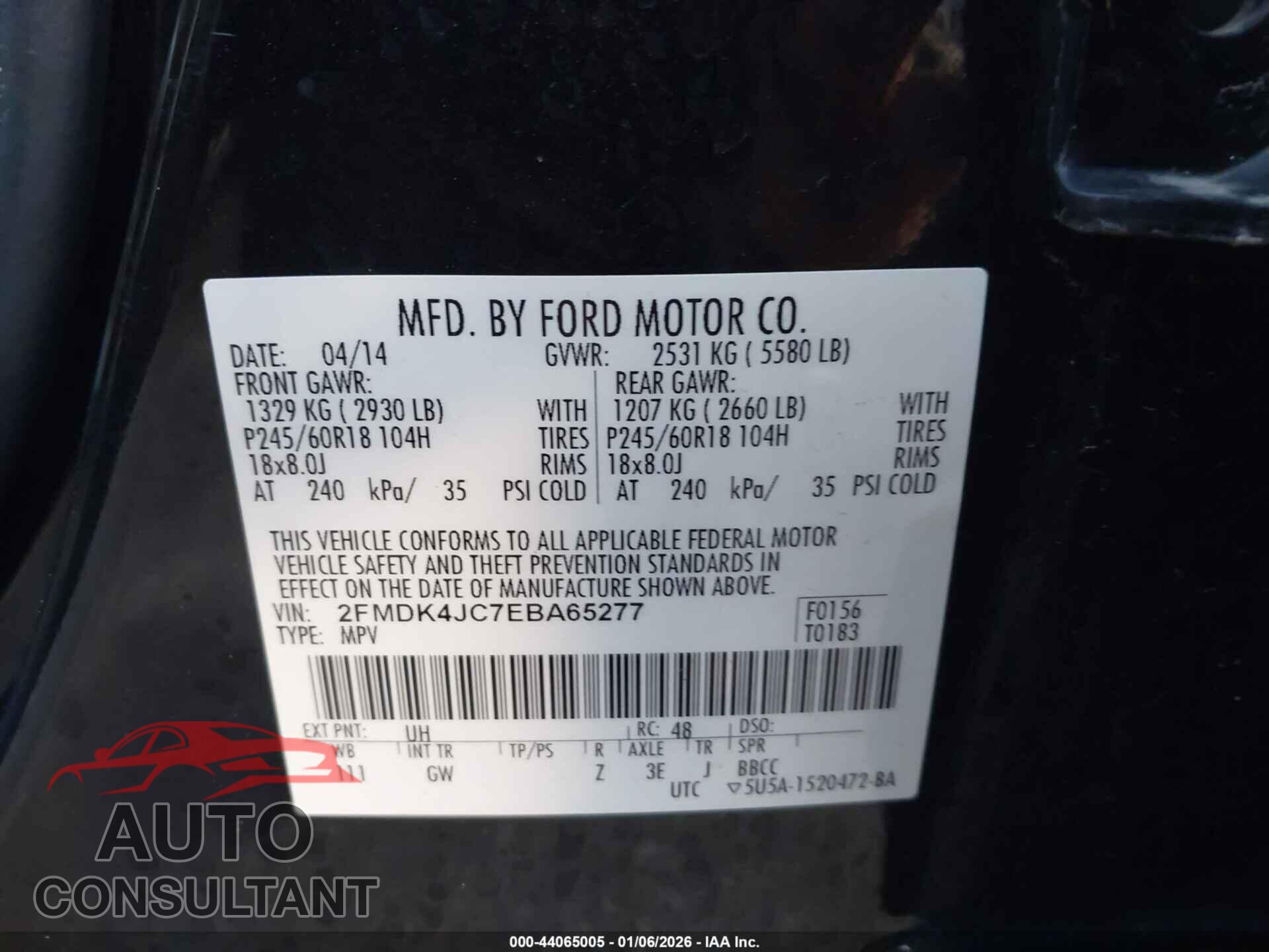 FORD EDGE 2014 - 2FMDK4JC7EBA65277