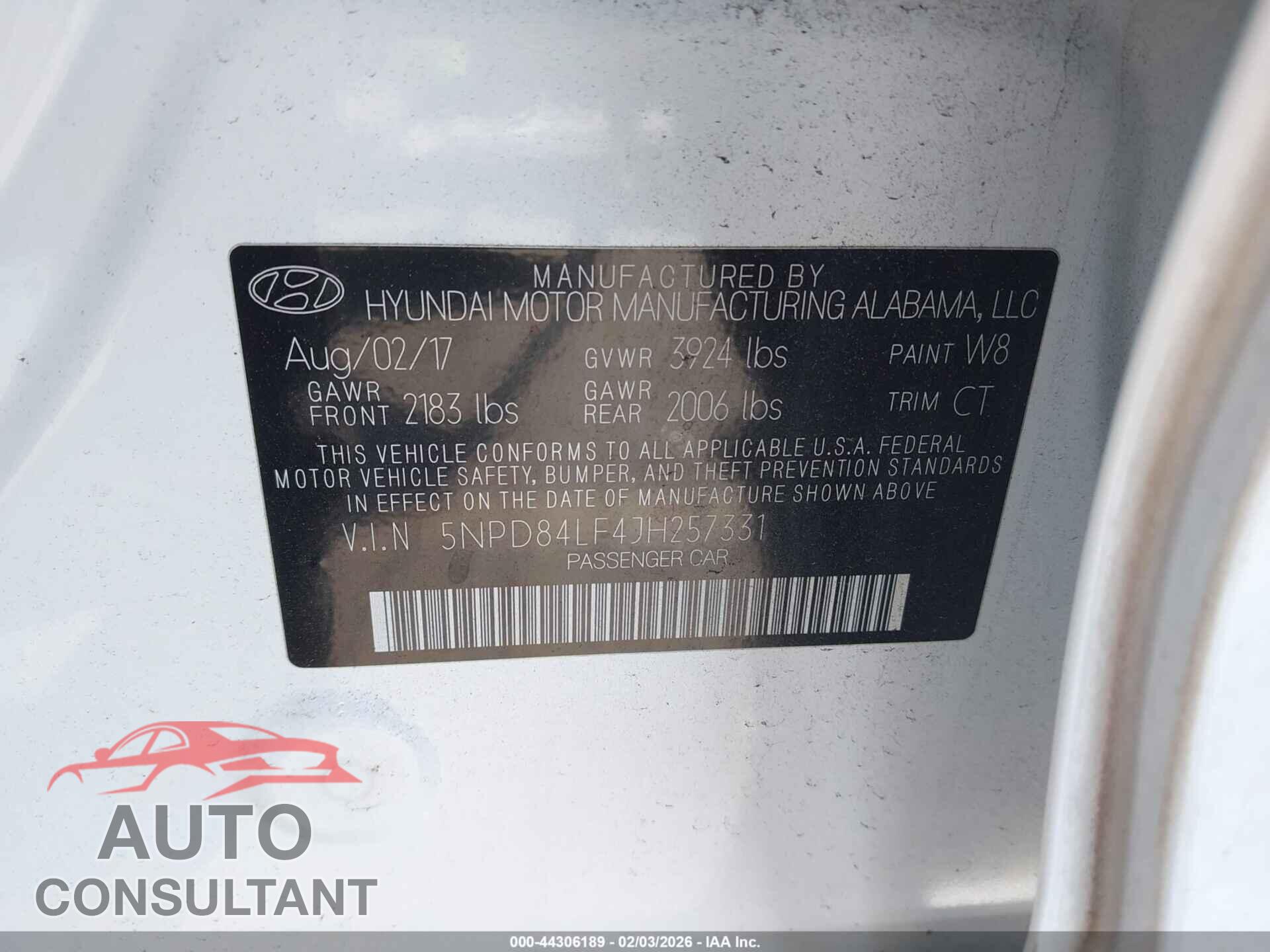 HYUNDAI ELANTRA 2018 - 5NPD84LF4JH257331