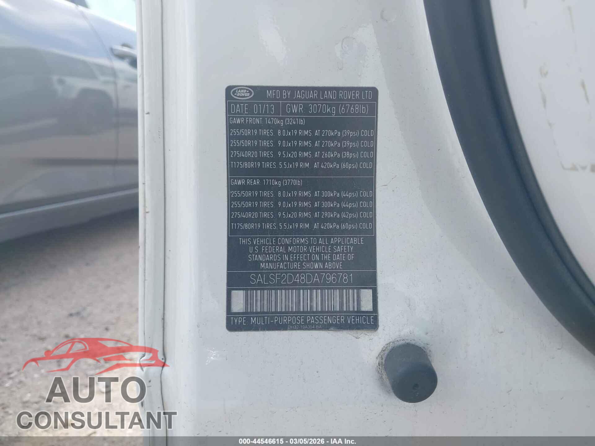 LAND ROVER RANGE ROVER SPORT 2013 - SALSF2D48DA796781