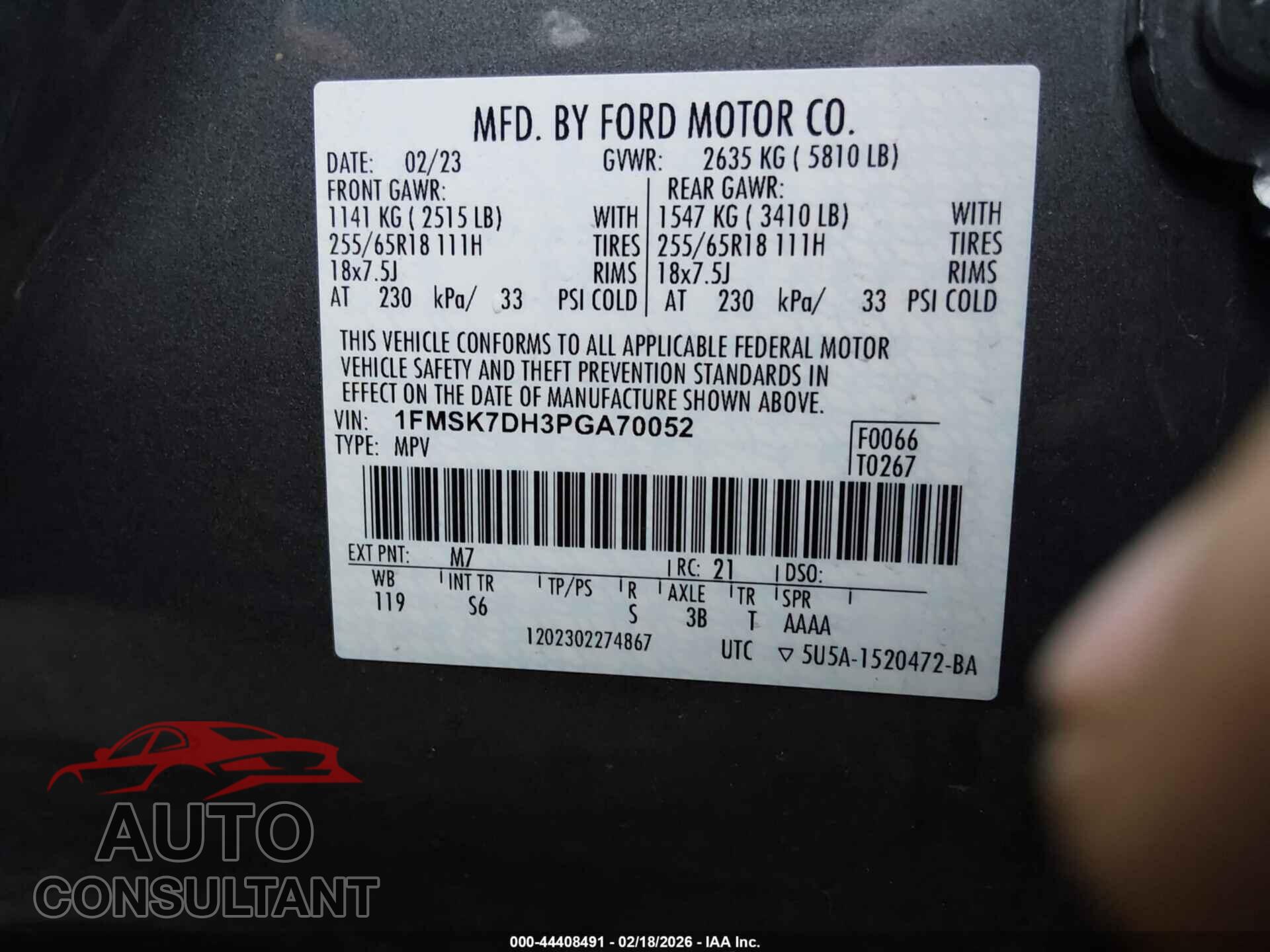 FORD EXPLORER 2023 - 1FMSK7DH3PGA70052