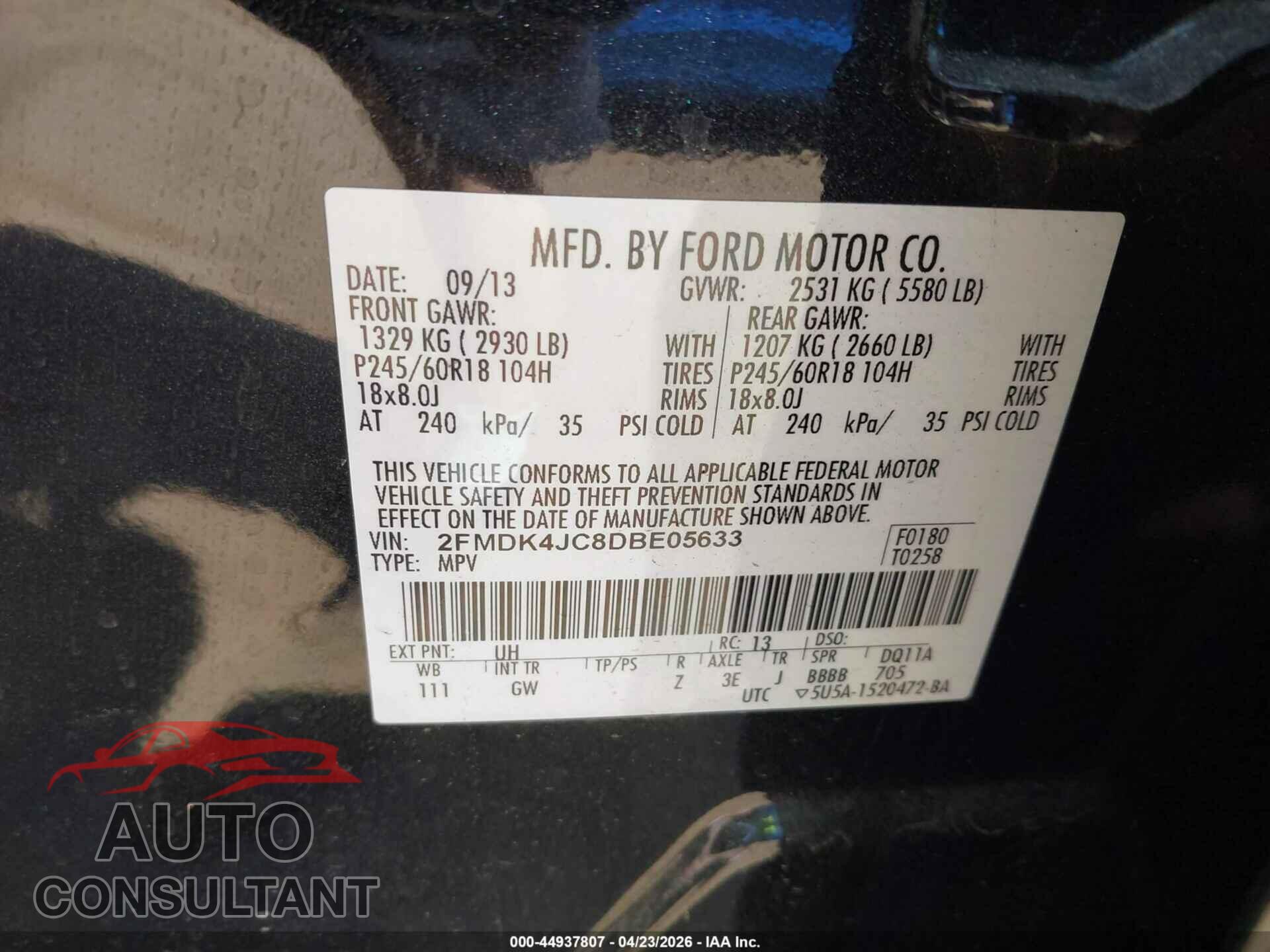 FORD EDGE 2013 - 2FMDK4JC8DBE05633