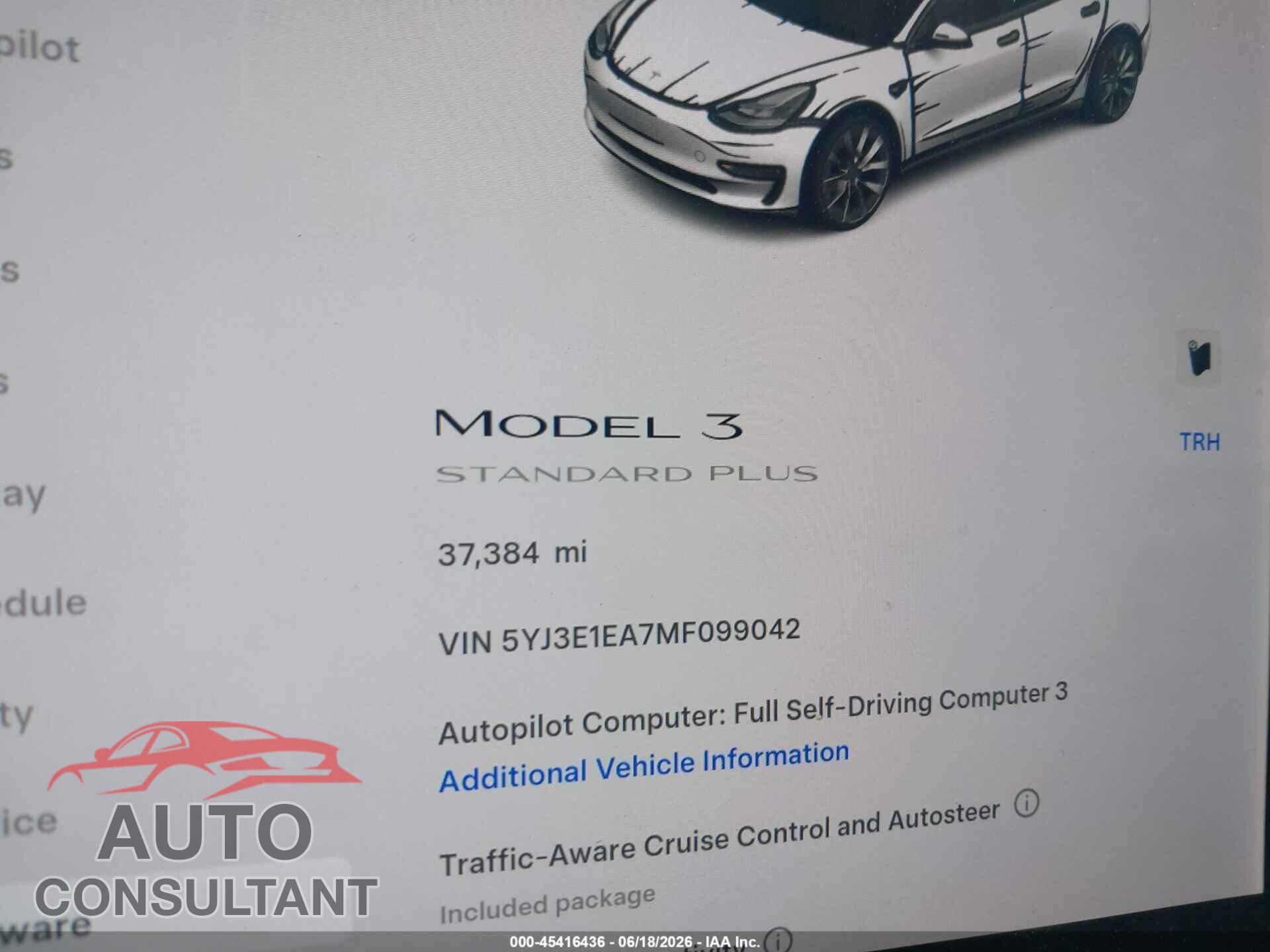 TESLA MODEL 3 2021 - 5YJ3E1EA7MF099042