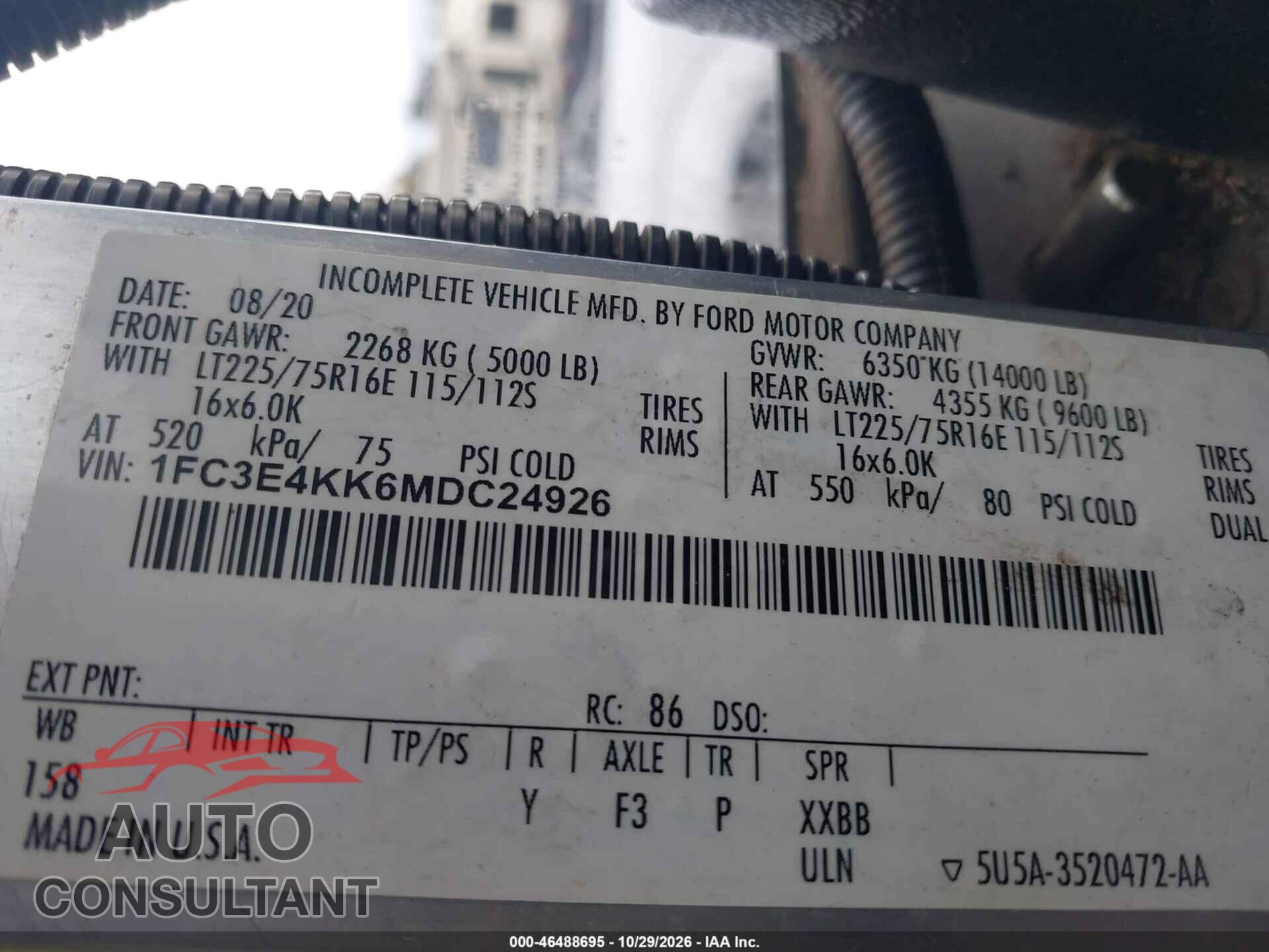 FORD ECONOLINE 2021 - 1FC3E4KK6MDC24926
