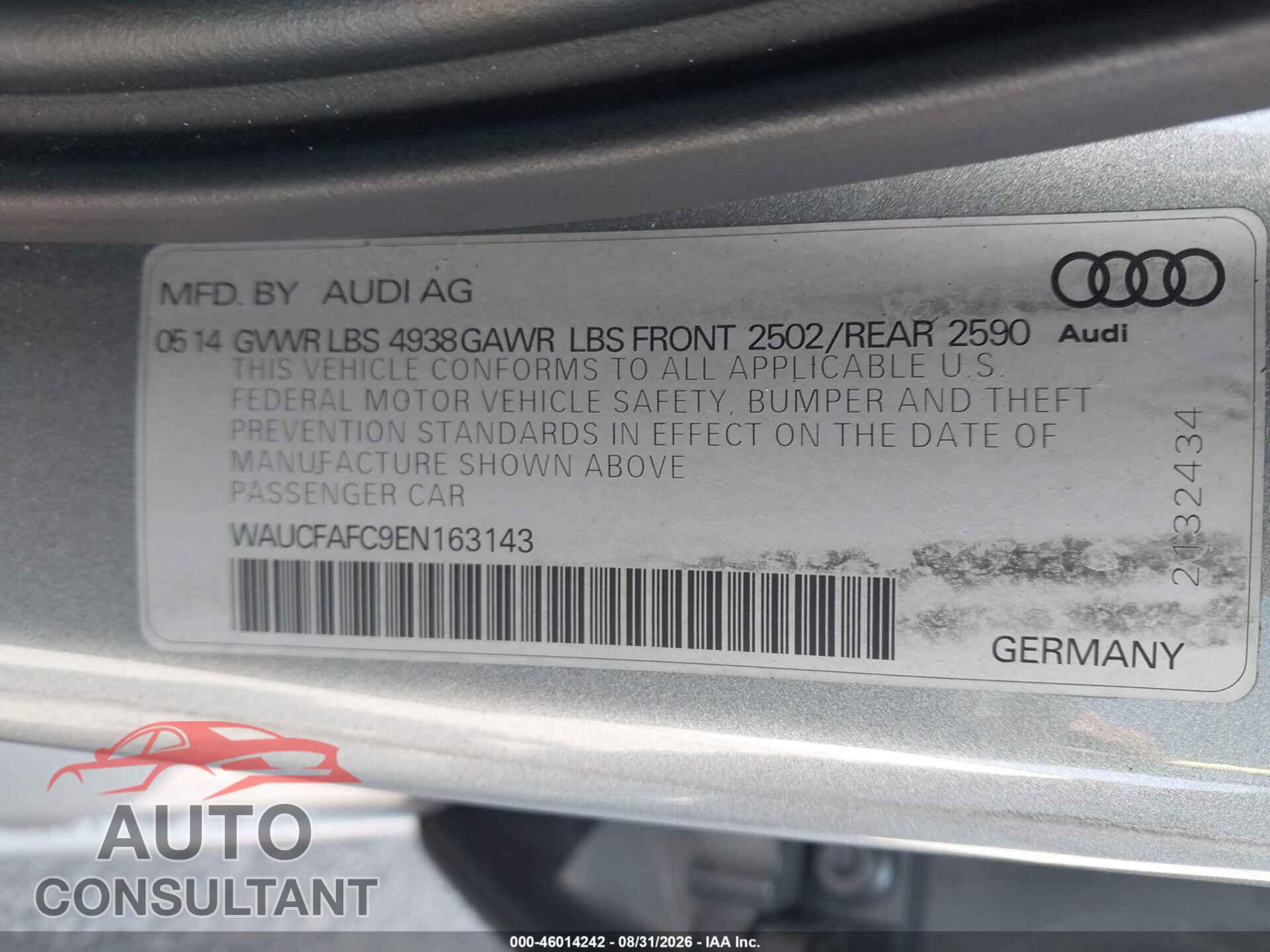 AUDI A6 2014 - WAUCFAFC9EN163143