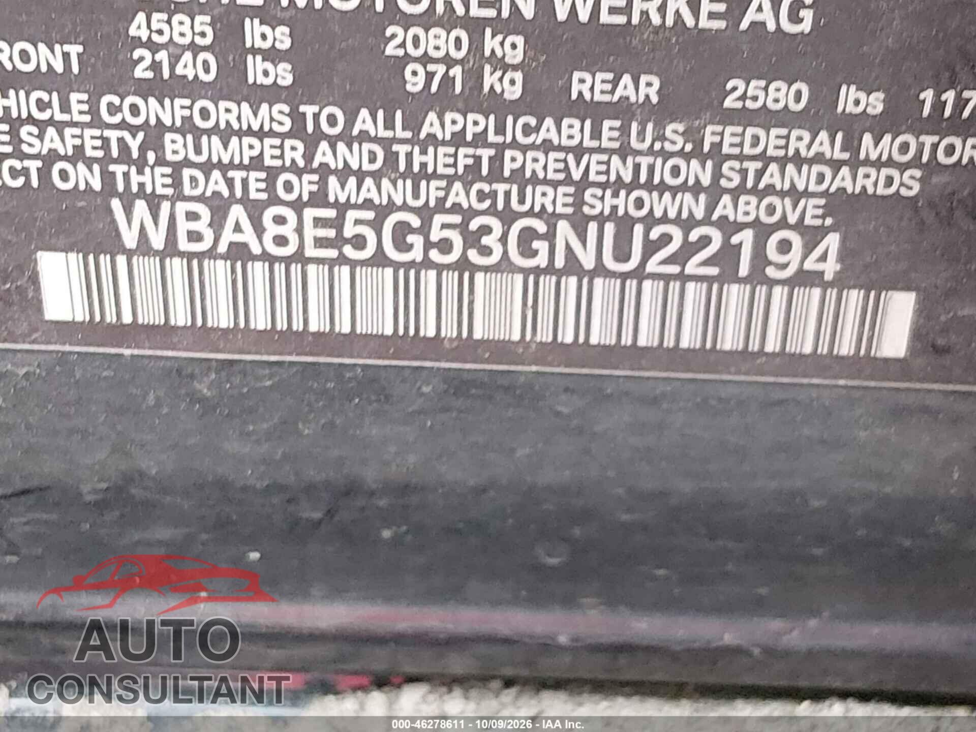 BMW 320I 2016 - WBA8E5G53GNU22194