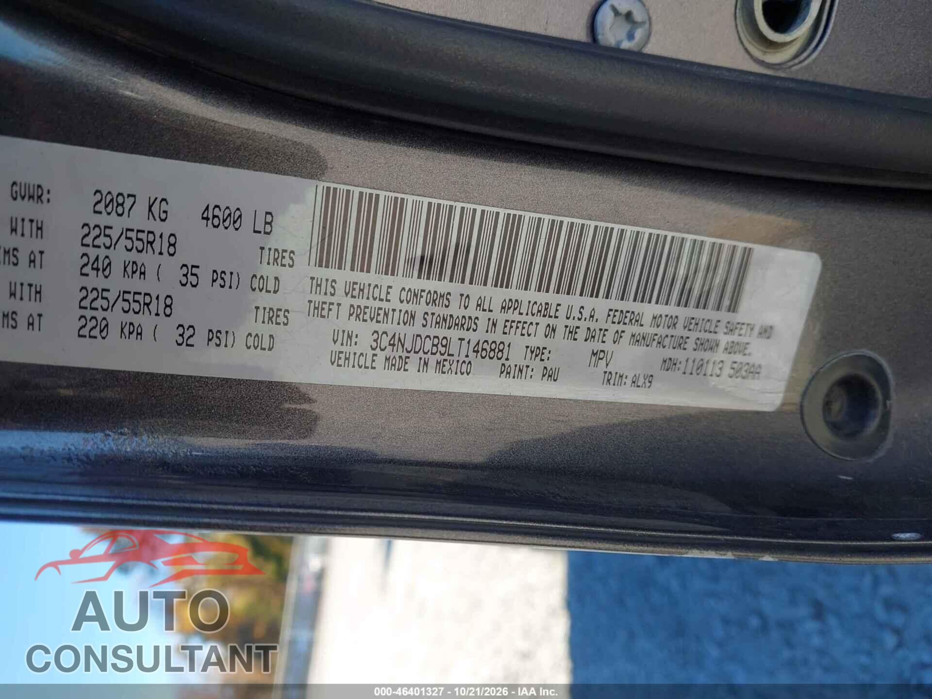 JEEP COMPASS 2020 - 3C4NJDCB9LT146881