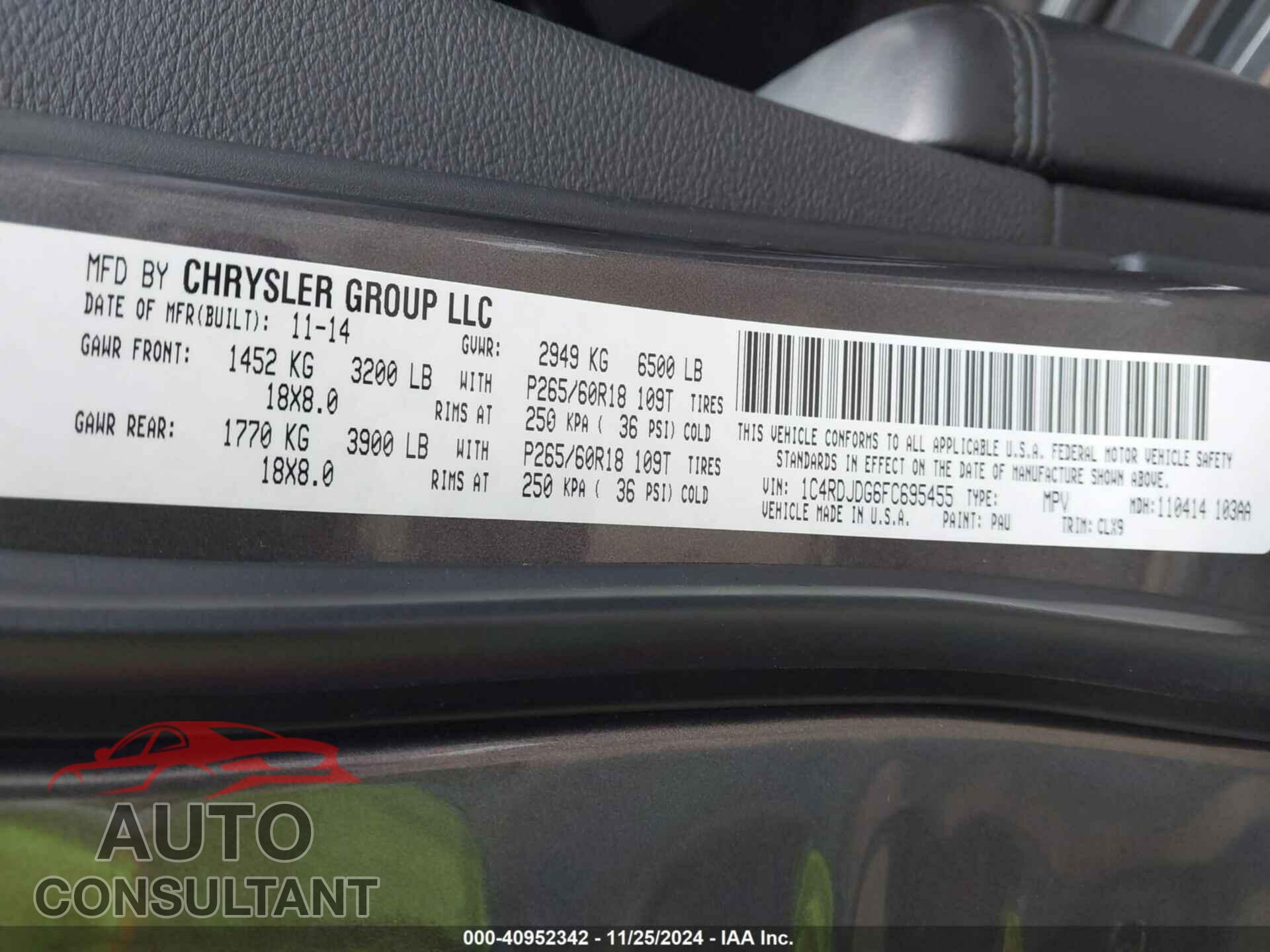DODGE DURANGO 2015 - 1C4RDJDG6FC695455