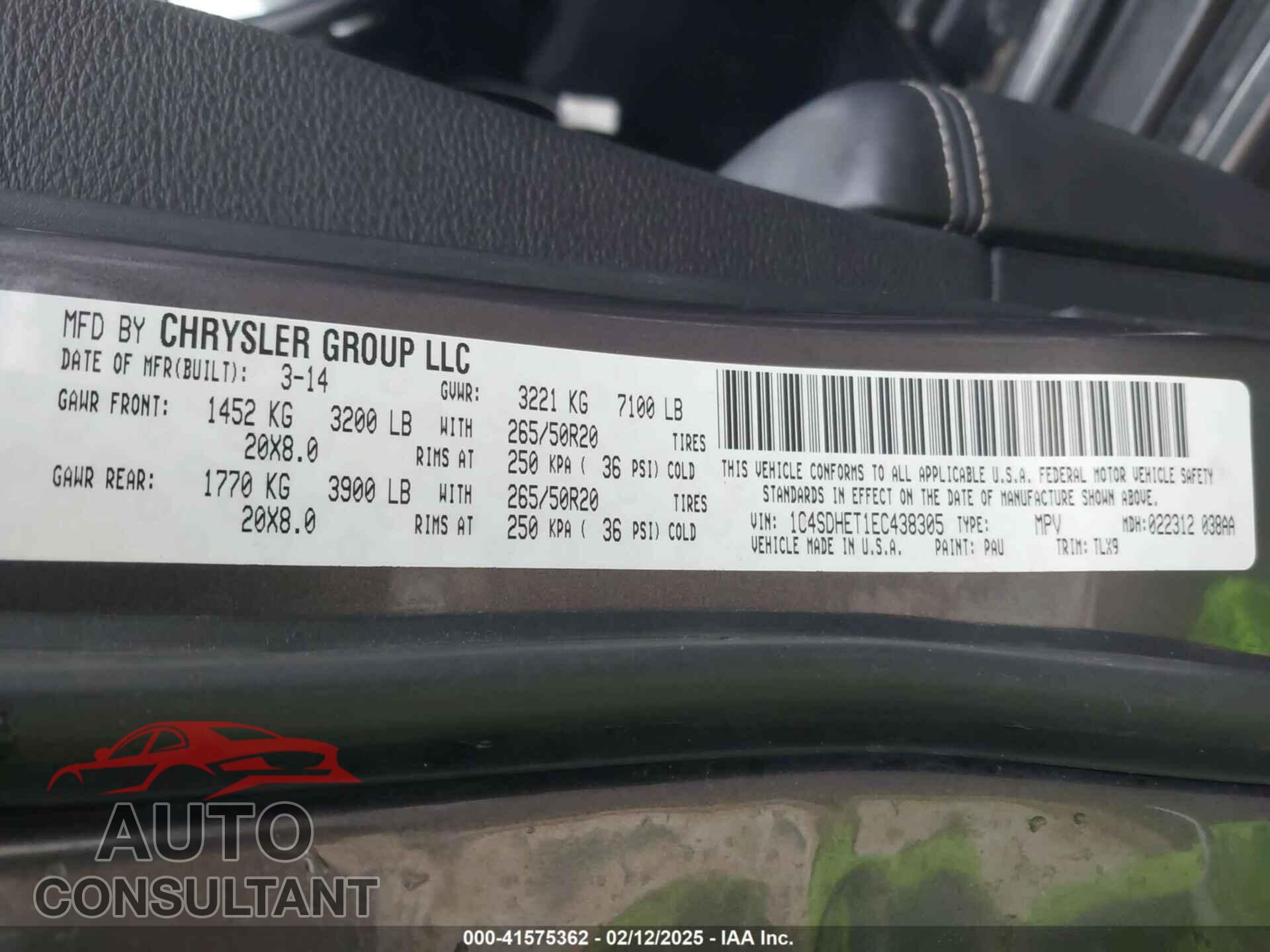 DODGE DURANGO 2014 - 1C4SDHET1EC438305