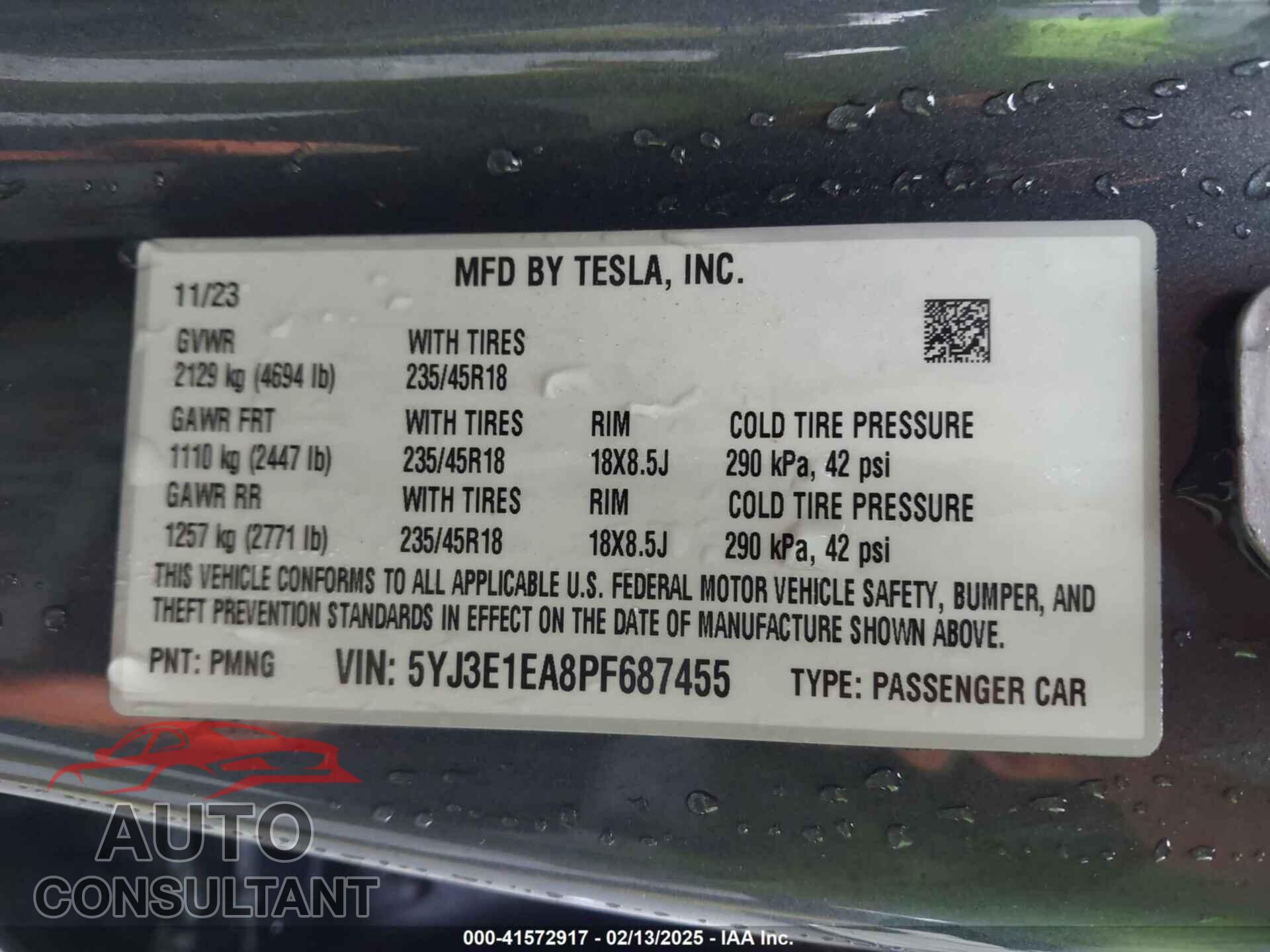 TESLA MODEL 3 2023 - 5YJ3E1EA8PF687455