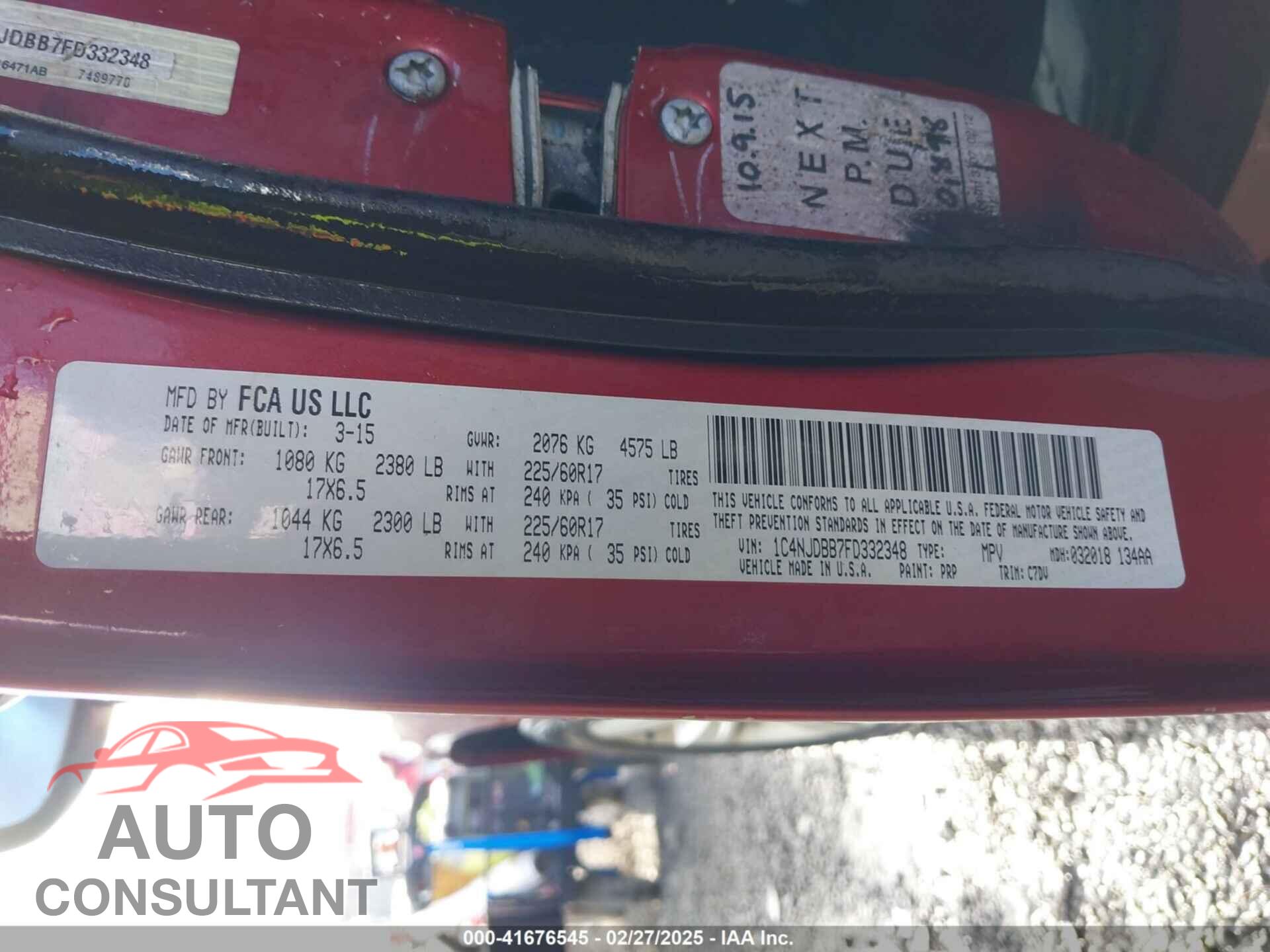 JEEP COMPASS 2015 - 1C4NJDBB7FD332348